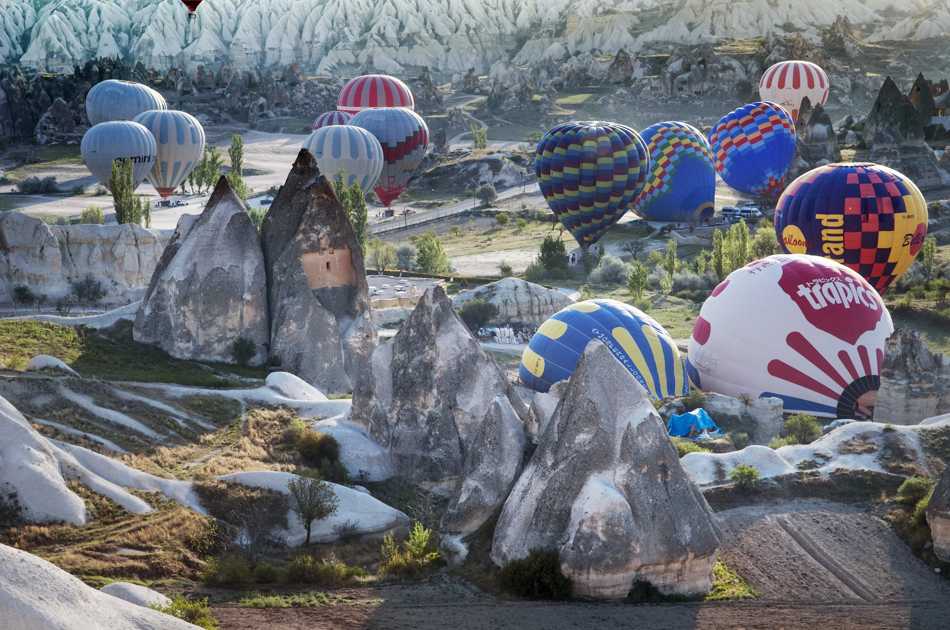 Hot-air balloons are born at dawn