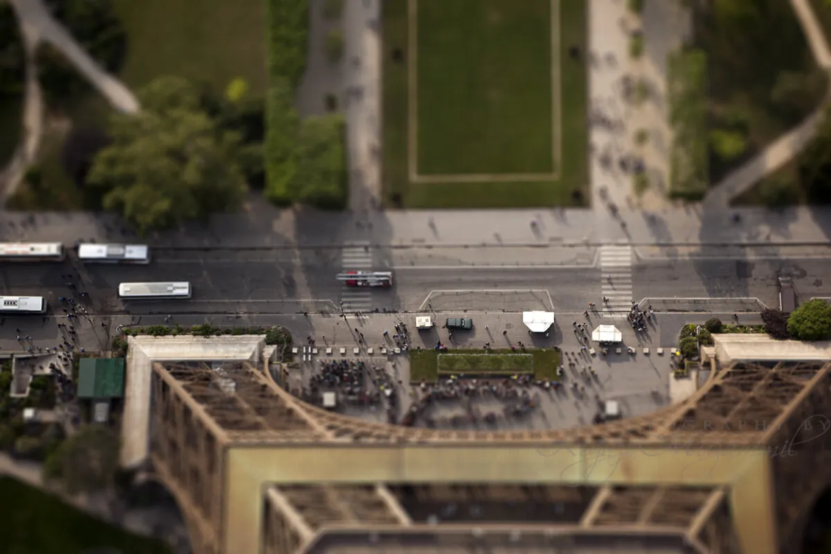 Looking down from the Eiffel Tower
