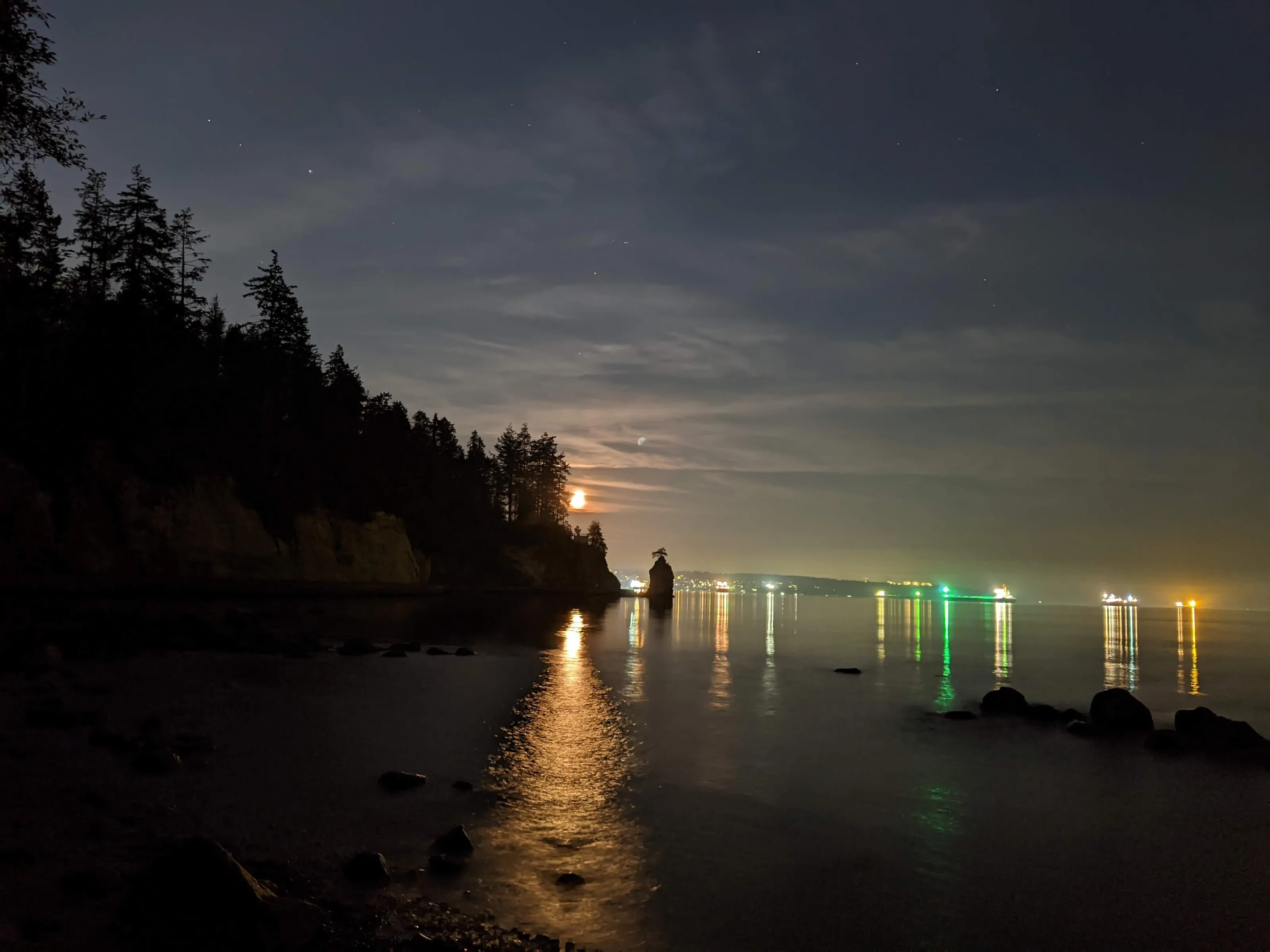 Moon Over Salish Rock