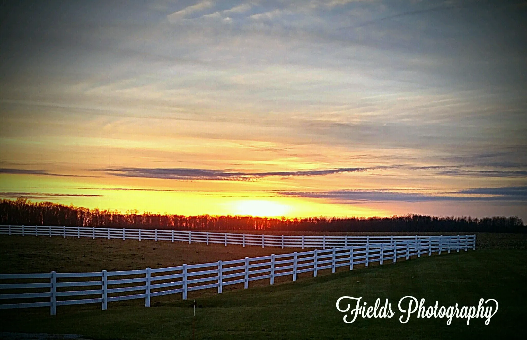 Farm land sunset