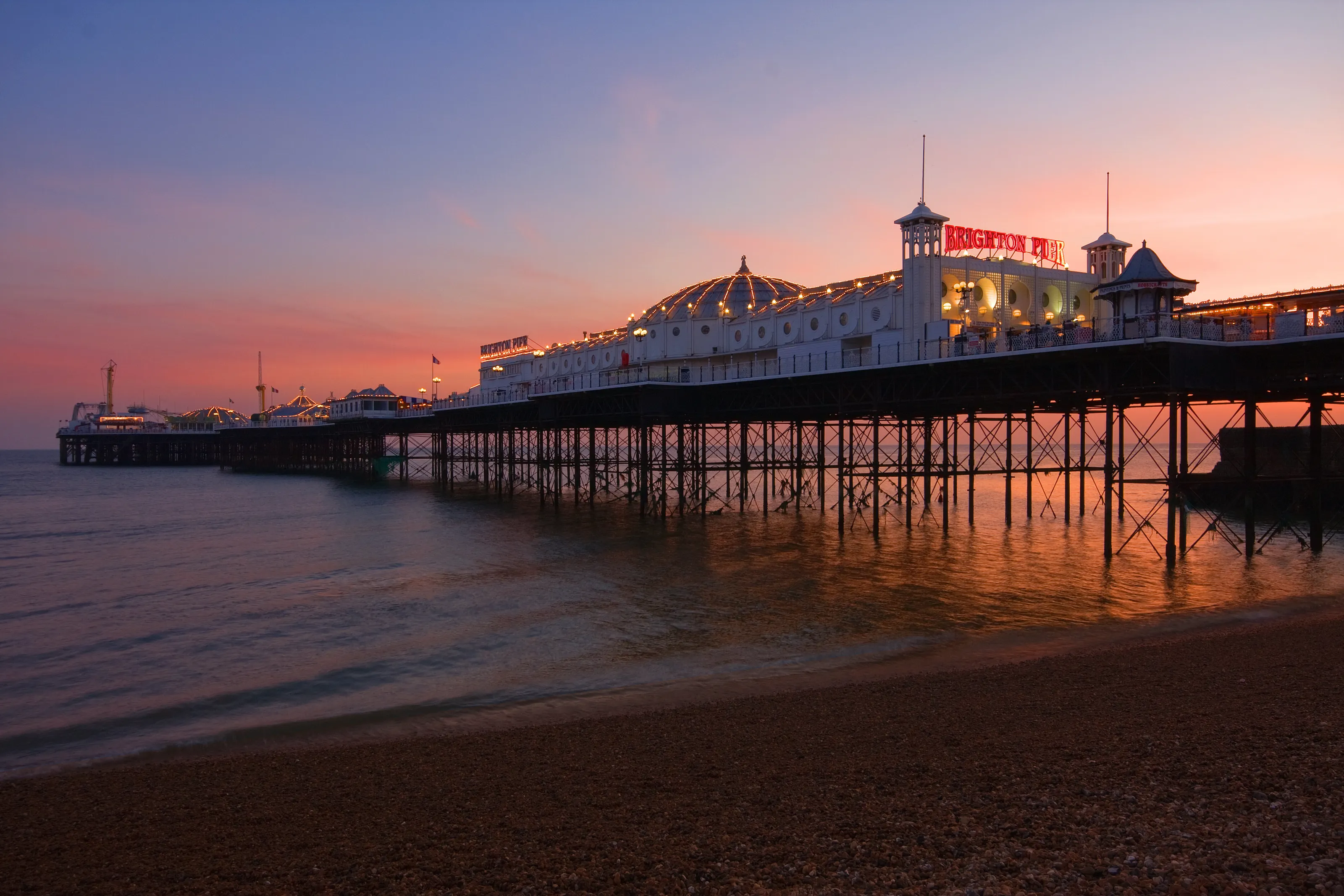 Brighton Pier at night.