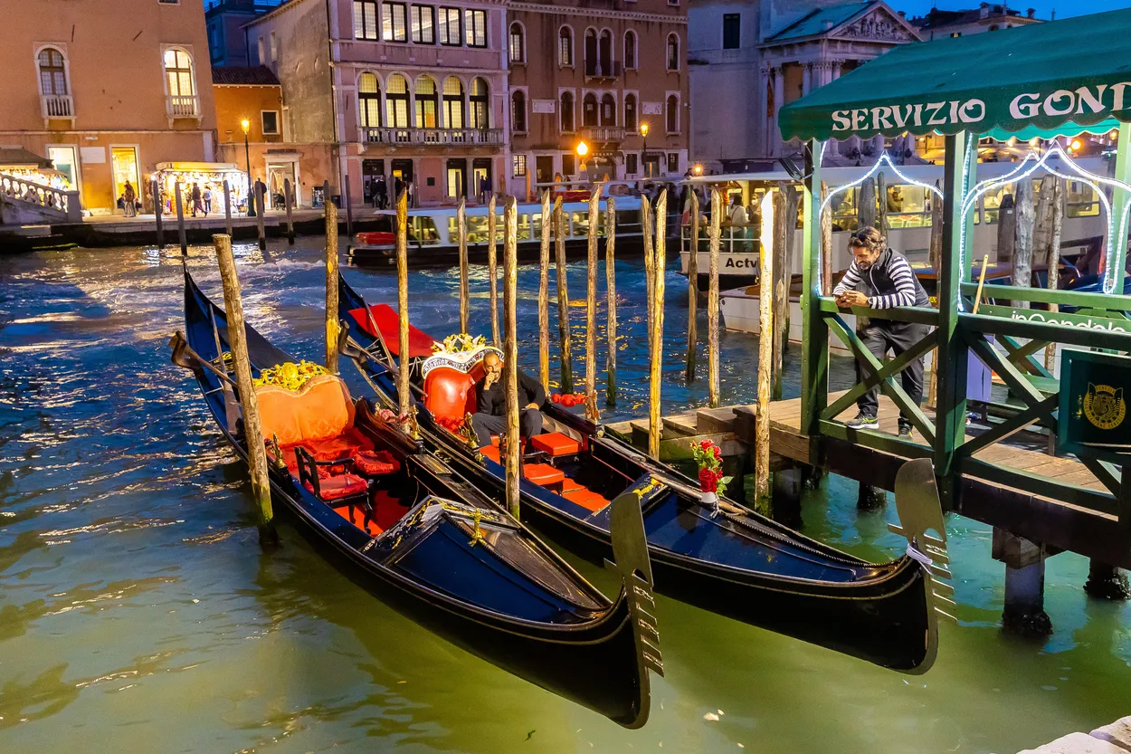 Venice Gondola's at Night
