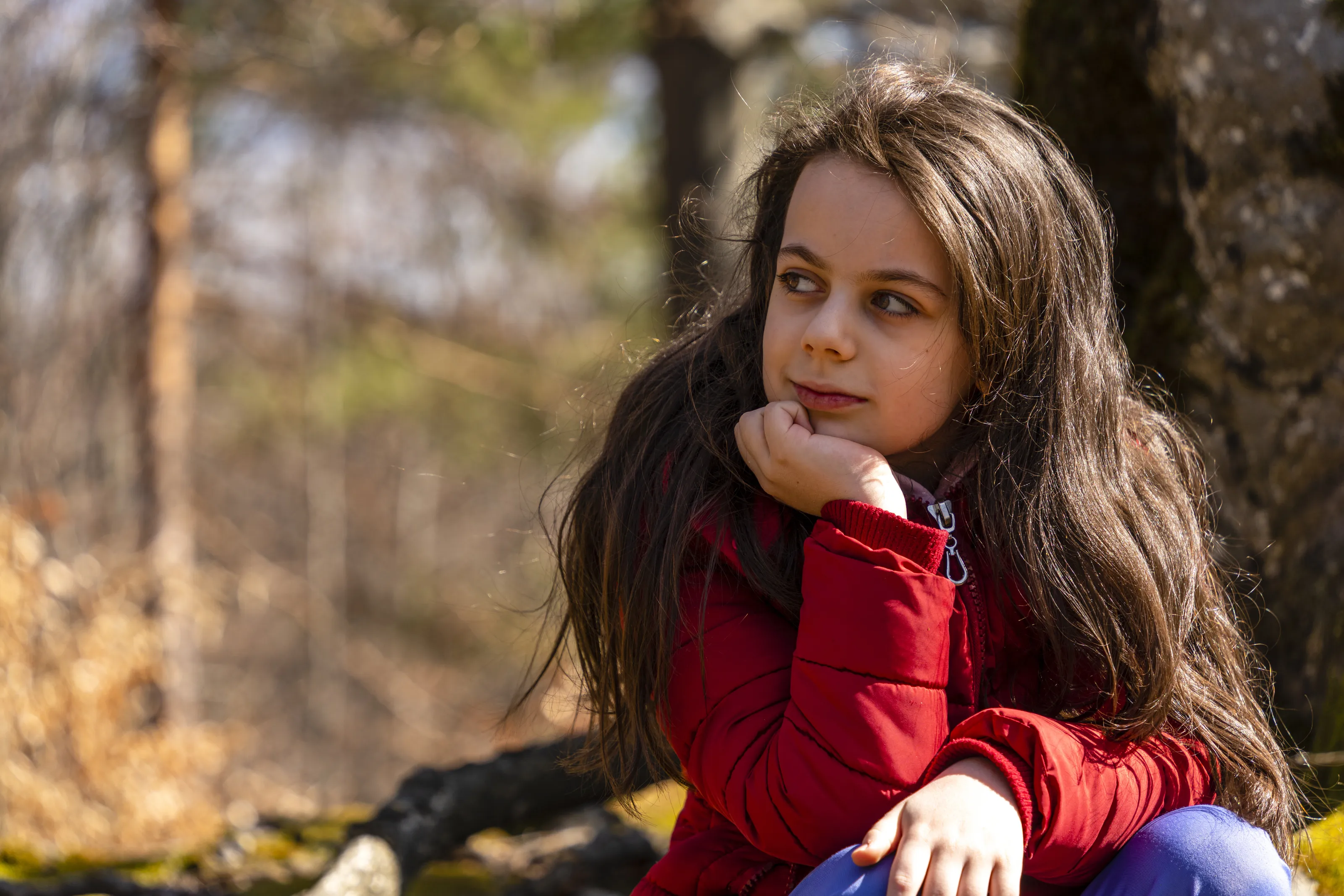 Beautiful girl resting after a hike