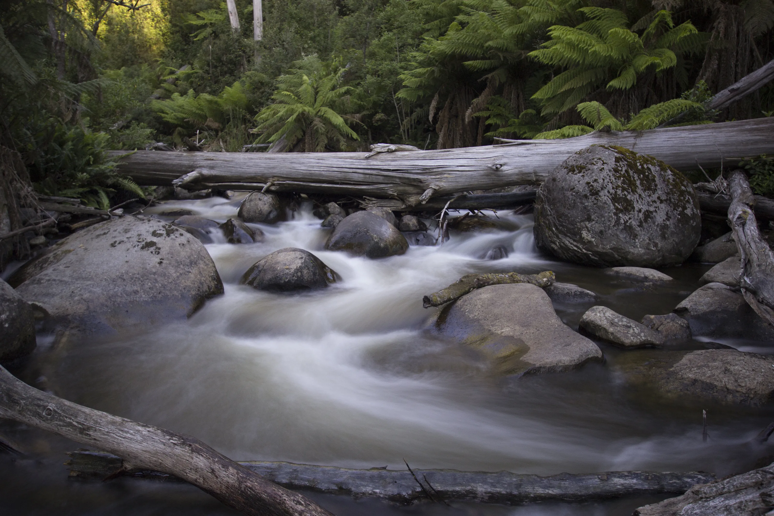 Flowing Water Through Rocks