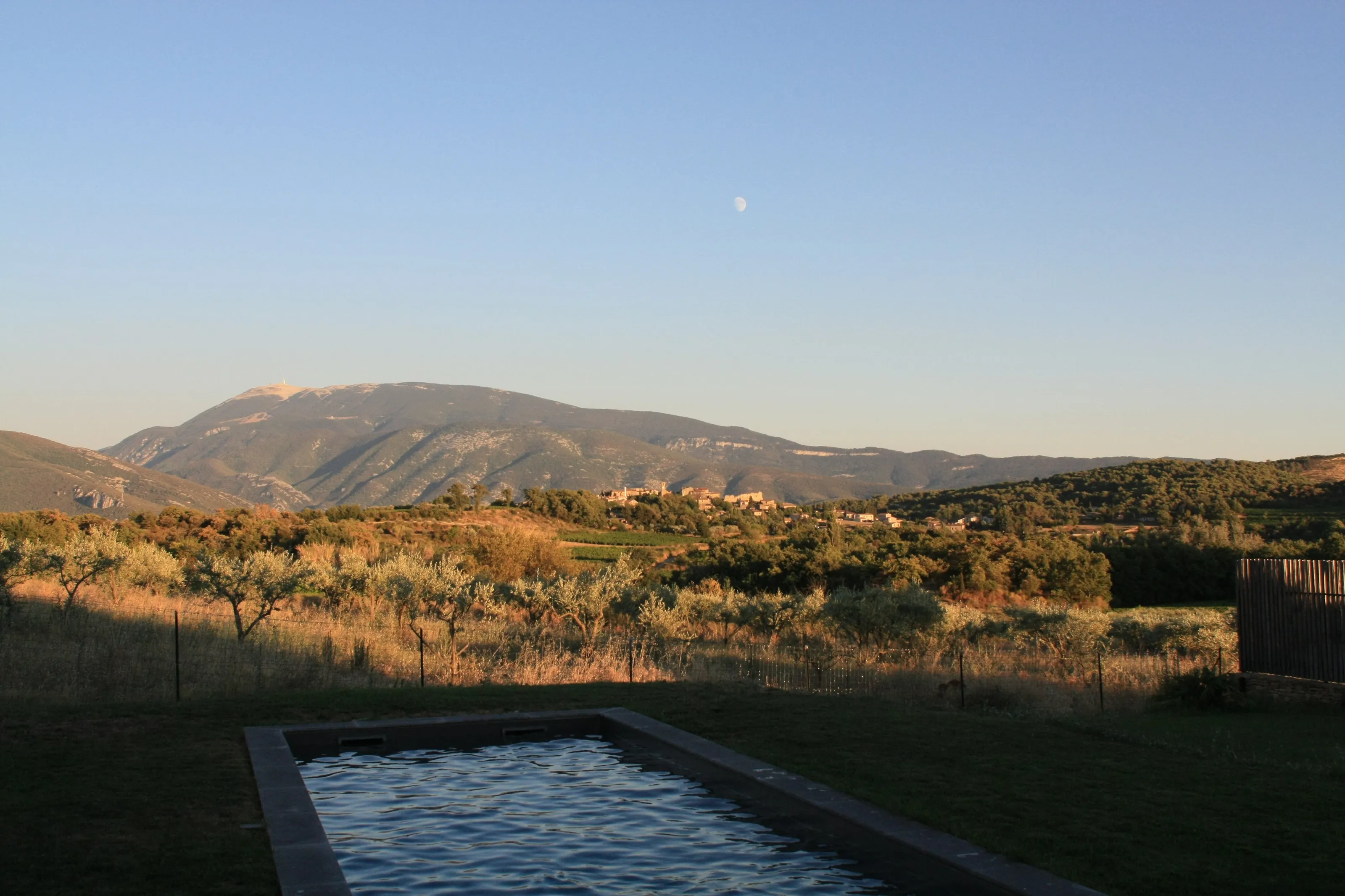 the mountain and the swimming pool
