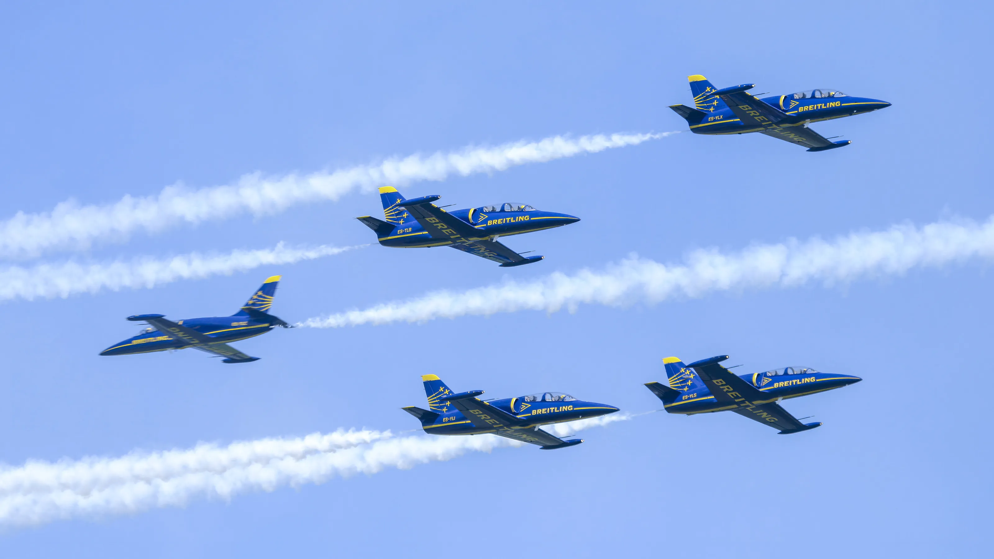 aerobatic displays performed by the Breitling Jet Team