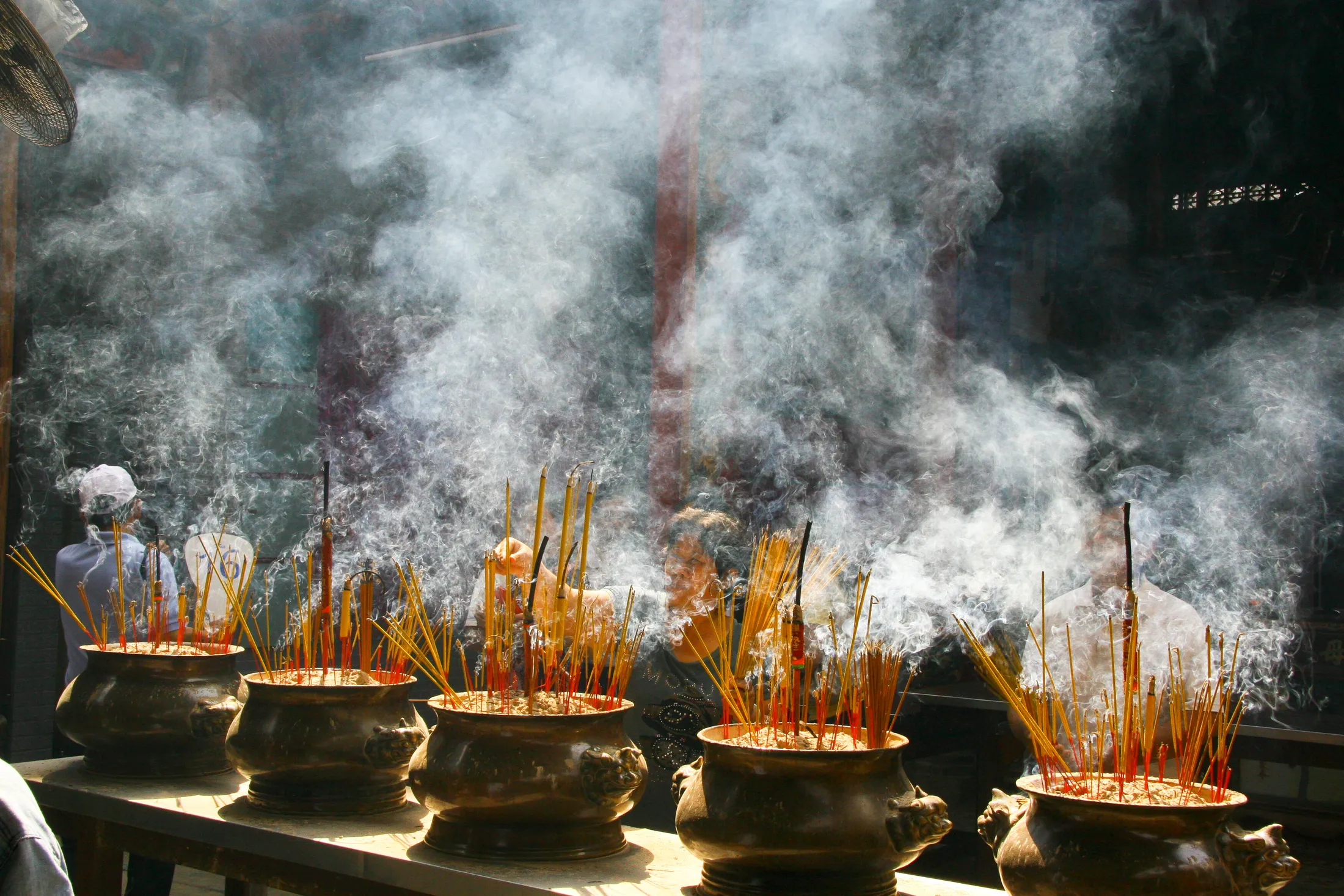 Incense burning at Buddhist Temple in Vietnam