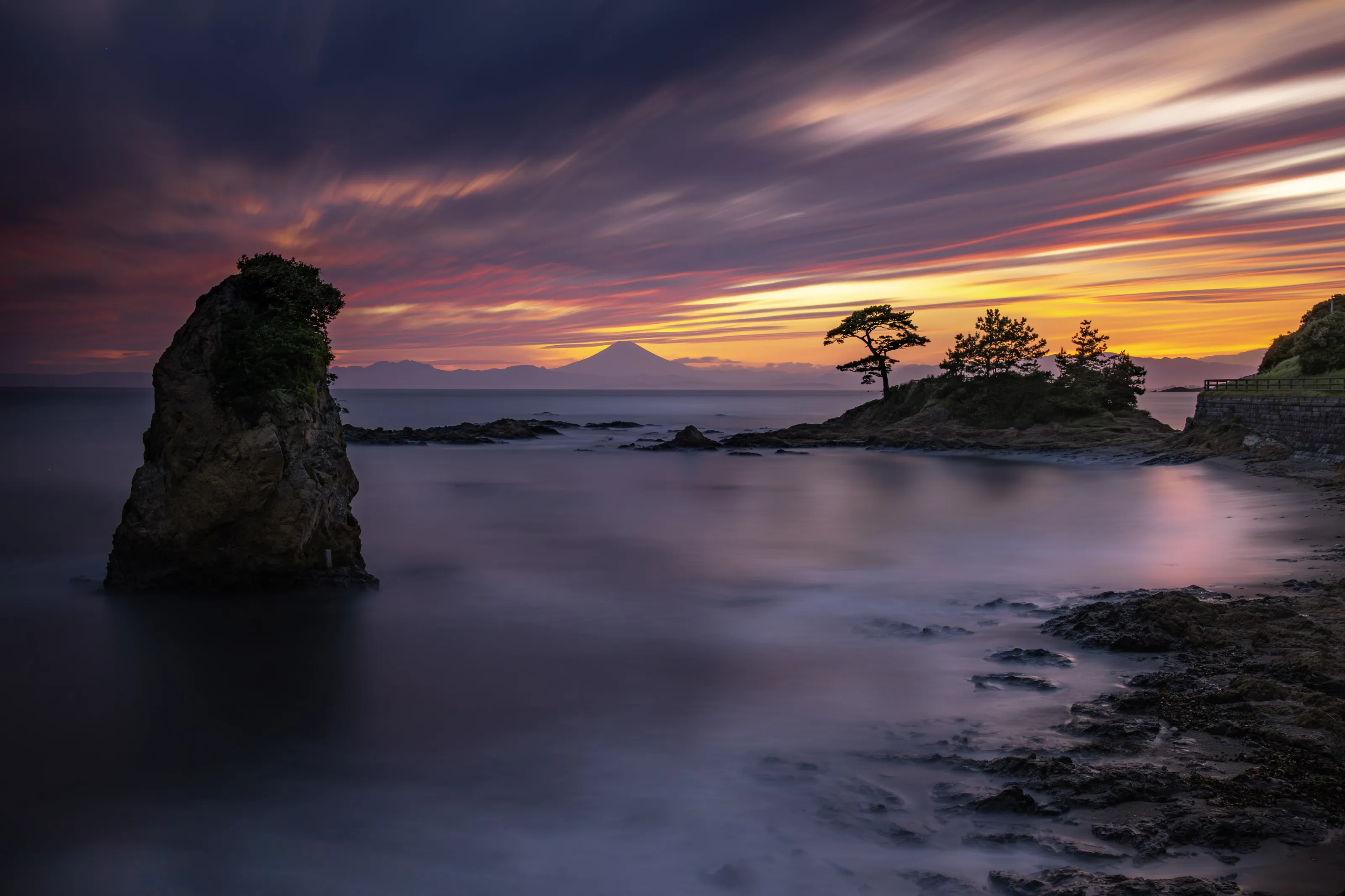 Sunset behind mount Fuji