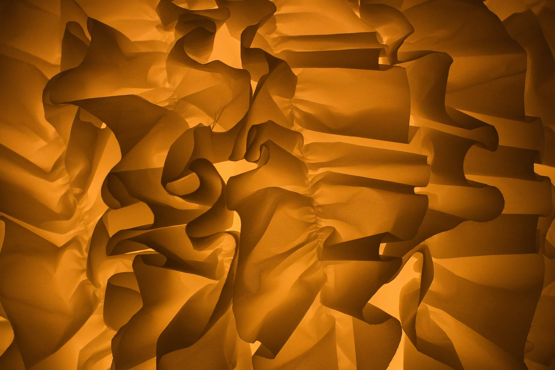 Lamp with fabric shade - close up