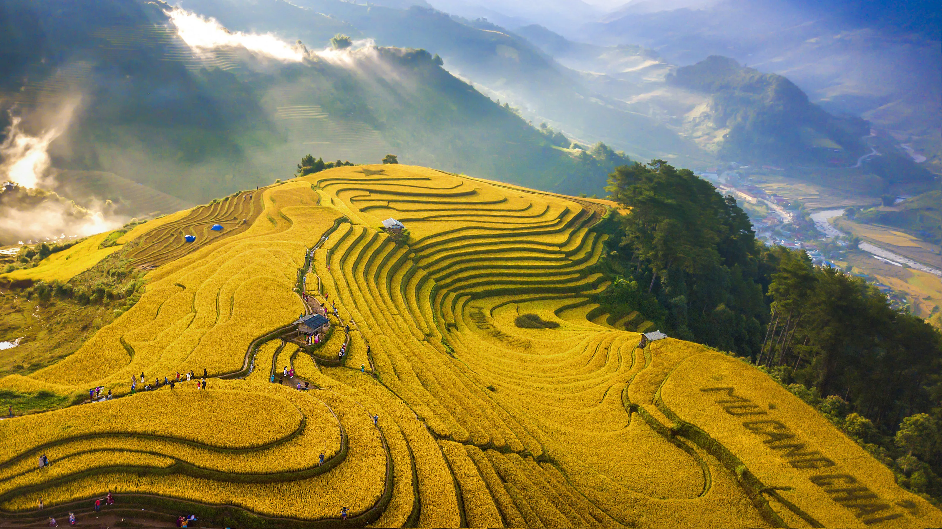 Sunrise on terraced fields