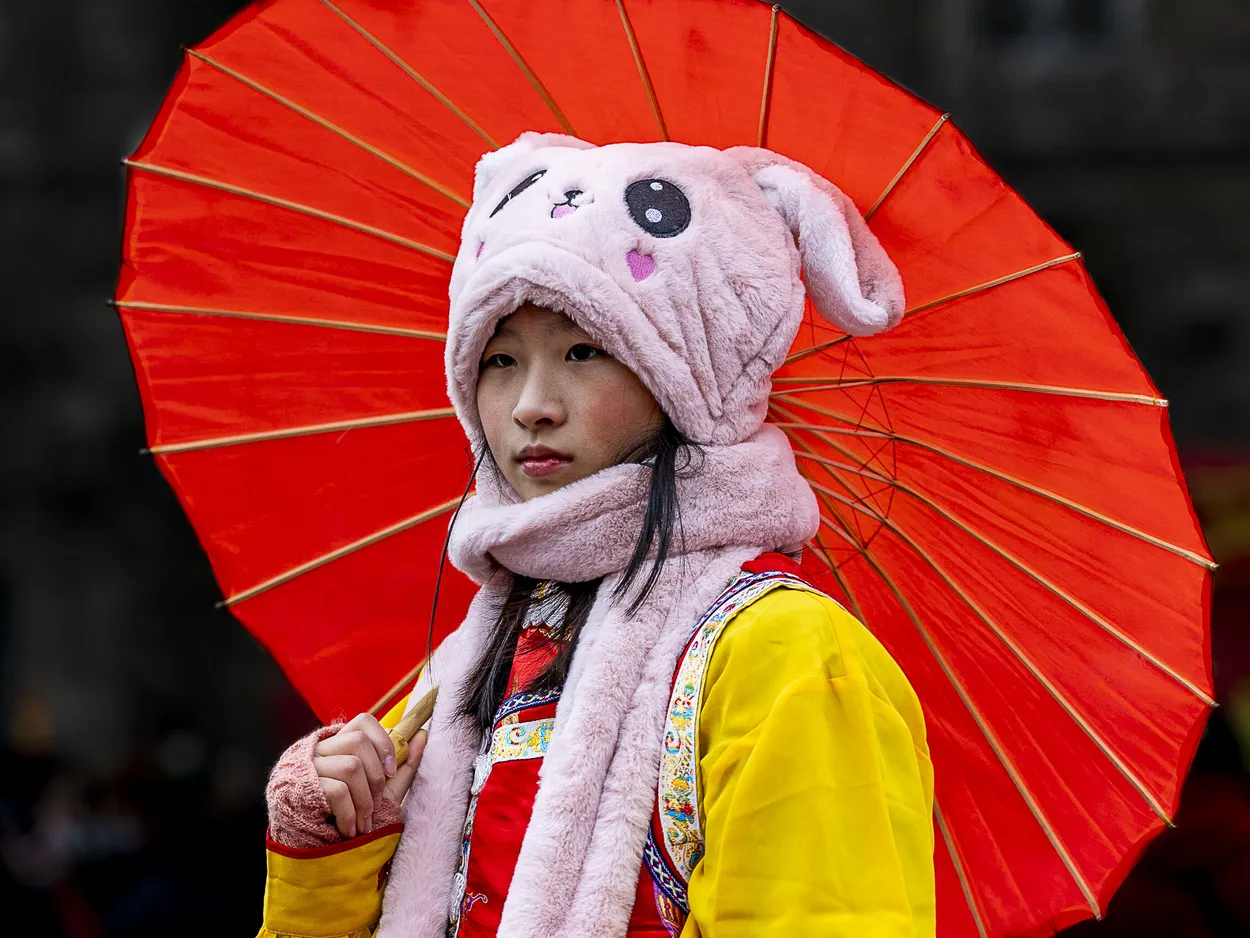 Year of the rabbit with the umbrella
