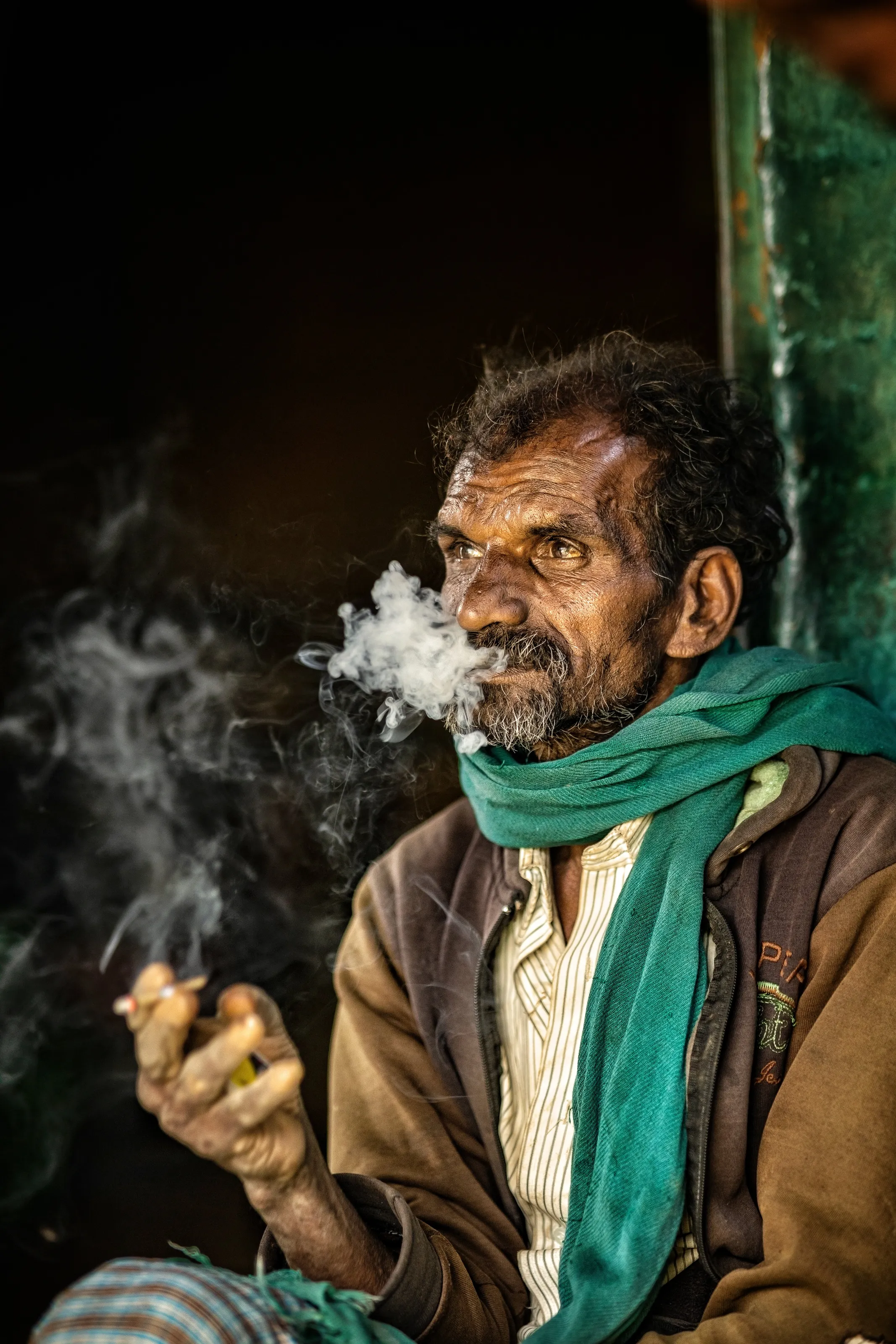 Village man smoking