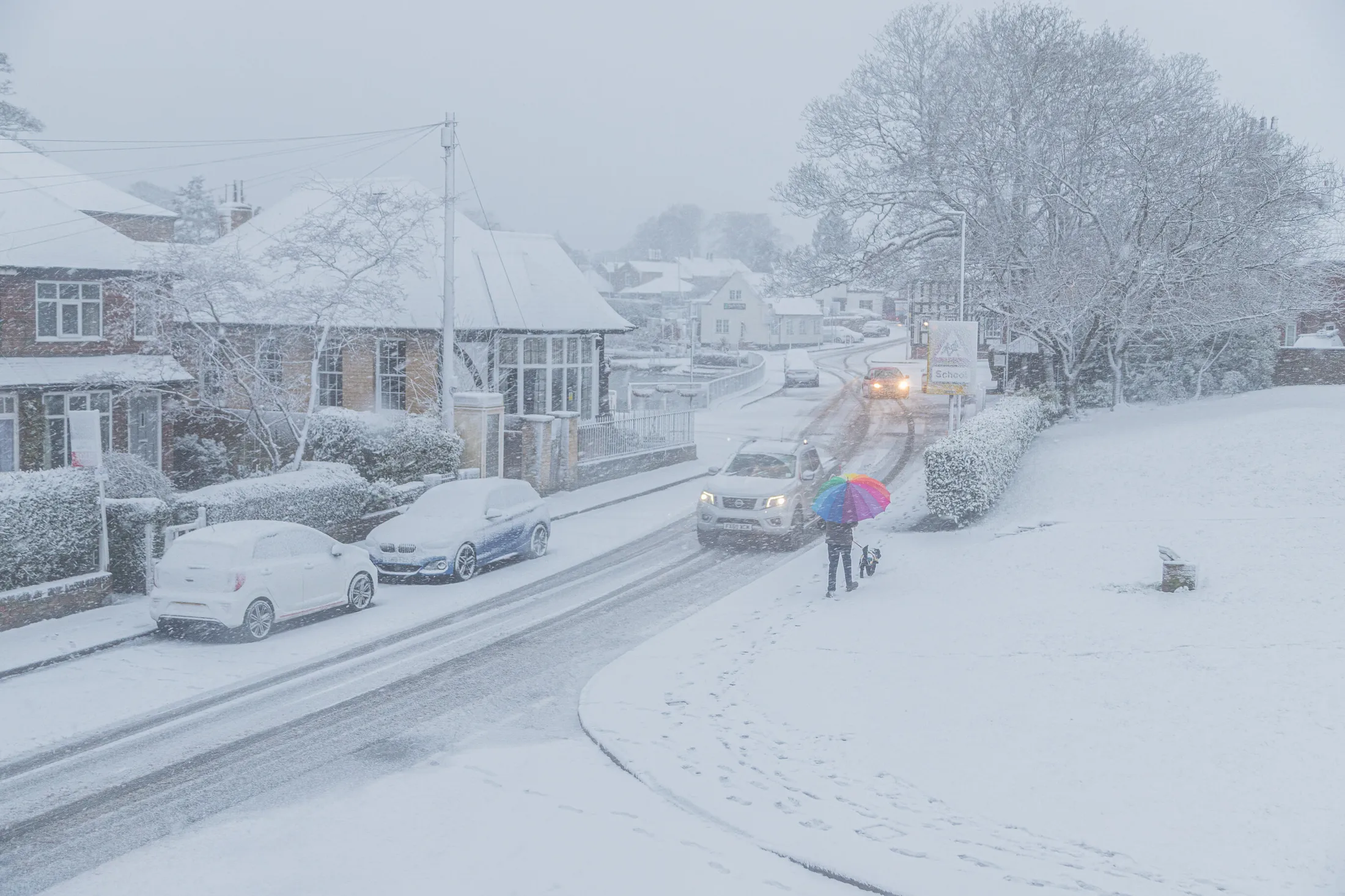 People walking in the snow