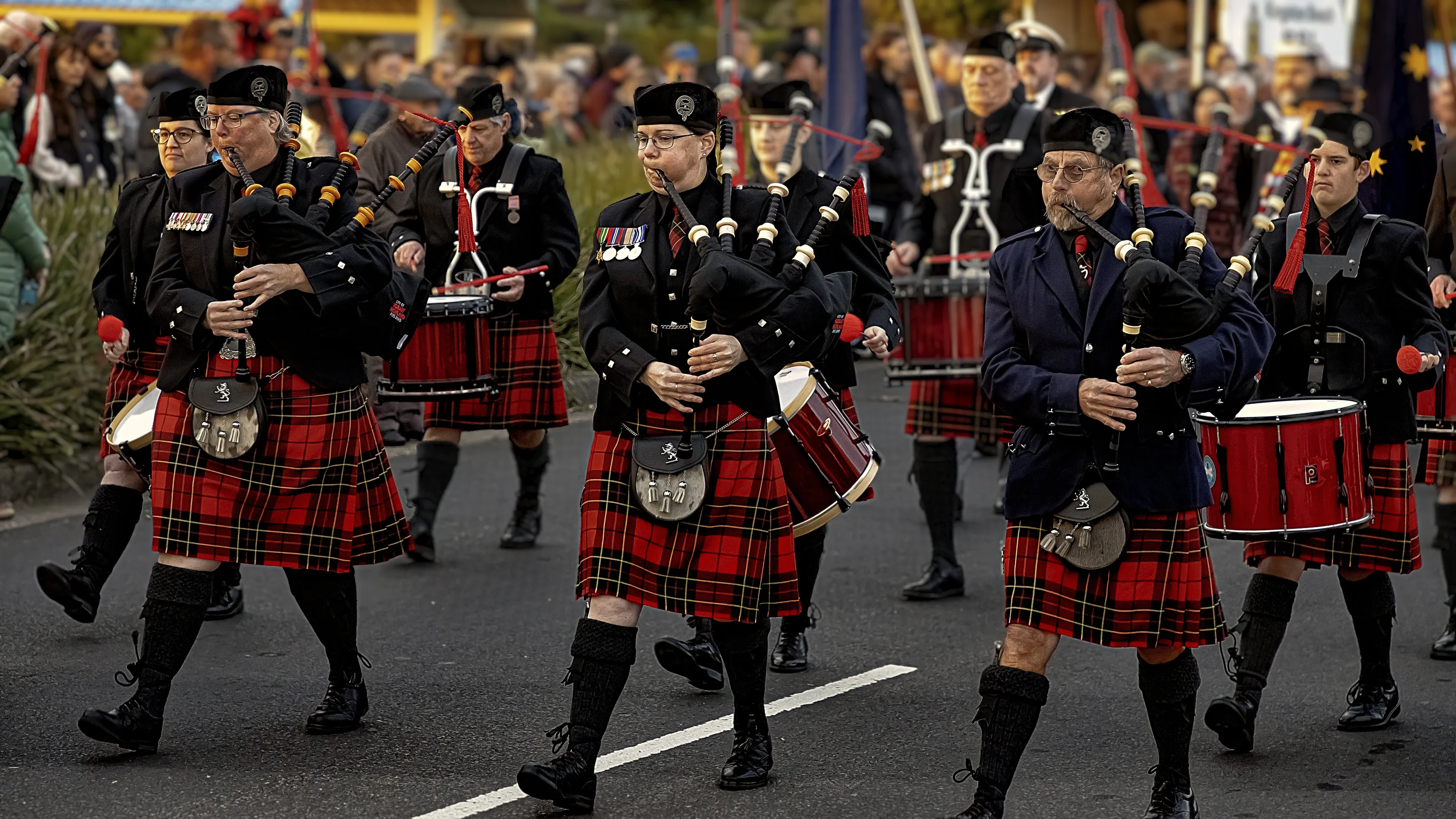 Leading the Anzac Dawn Service Parade at Kingston Beach