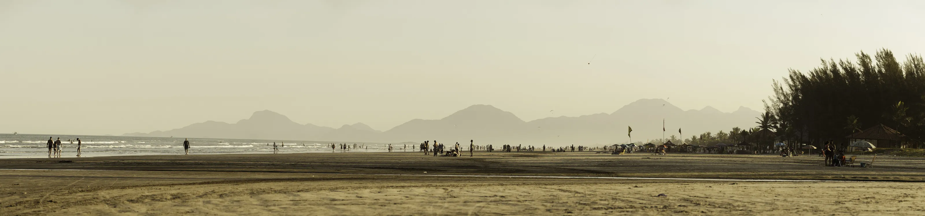 Warm Panorama of Itanhaém Beach, Brazil
