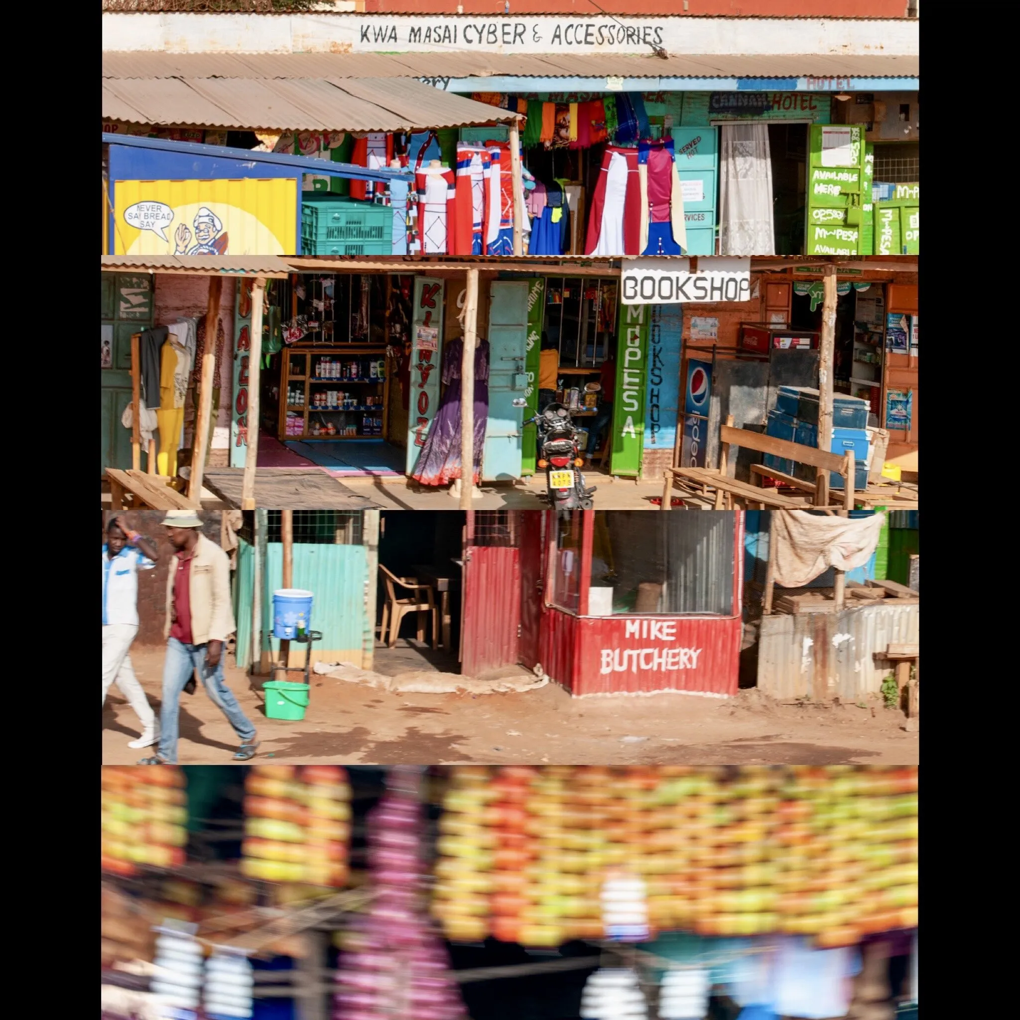 Driving through a Kenyan town: a quadriptych