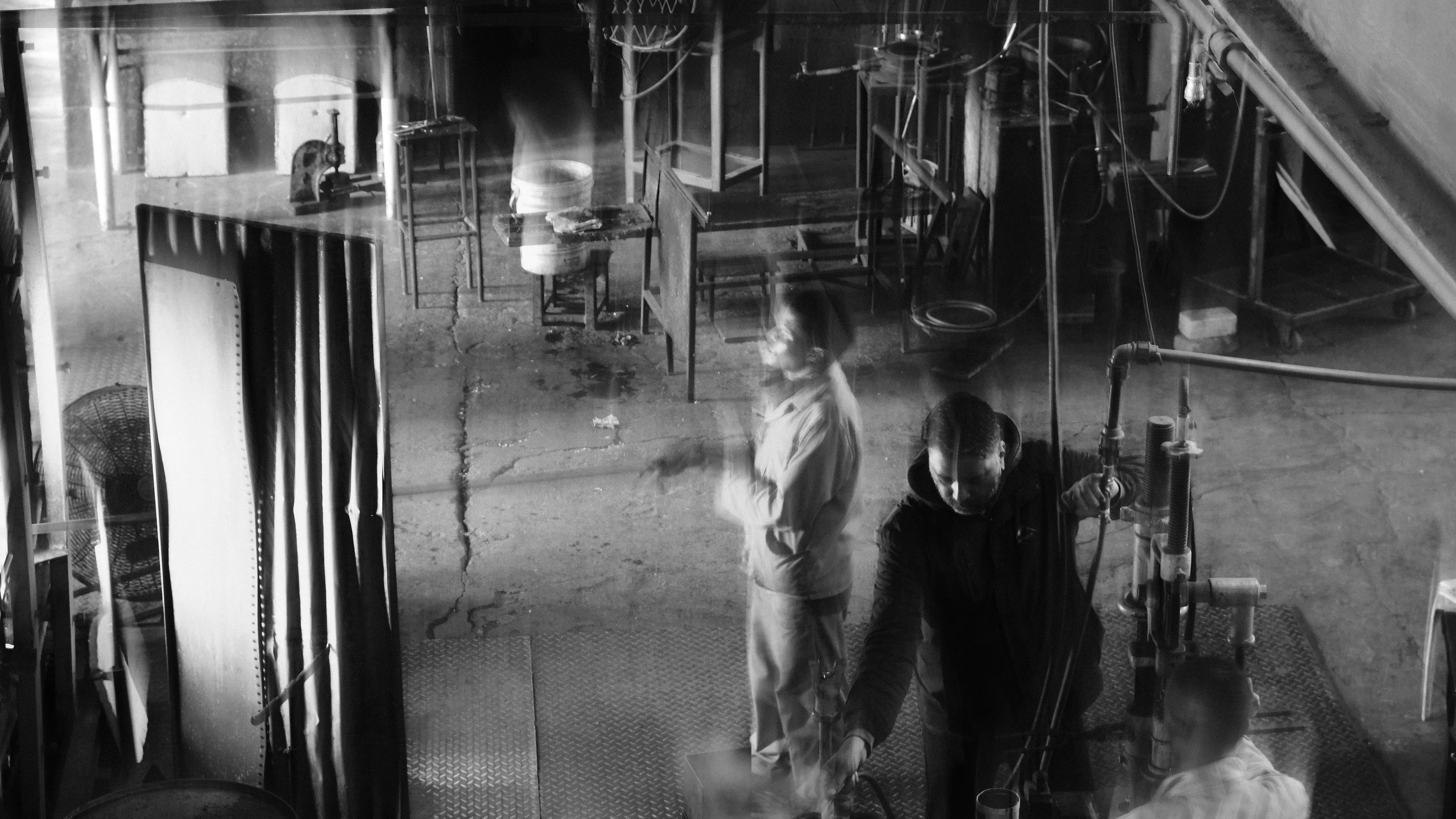 Workers in a glass factory