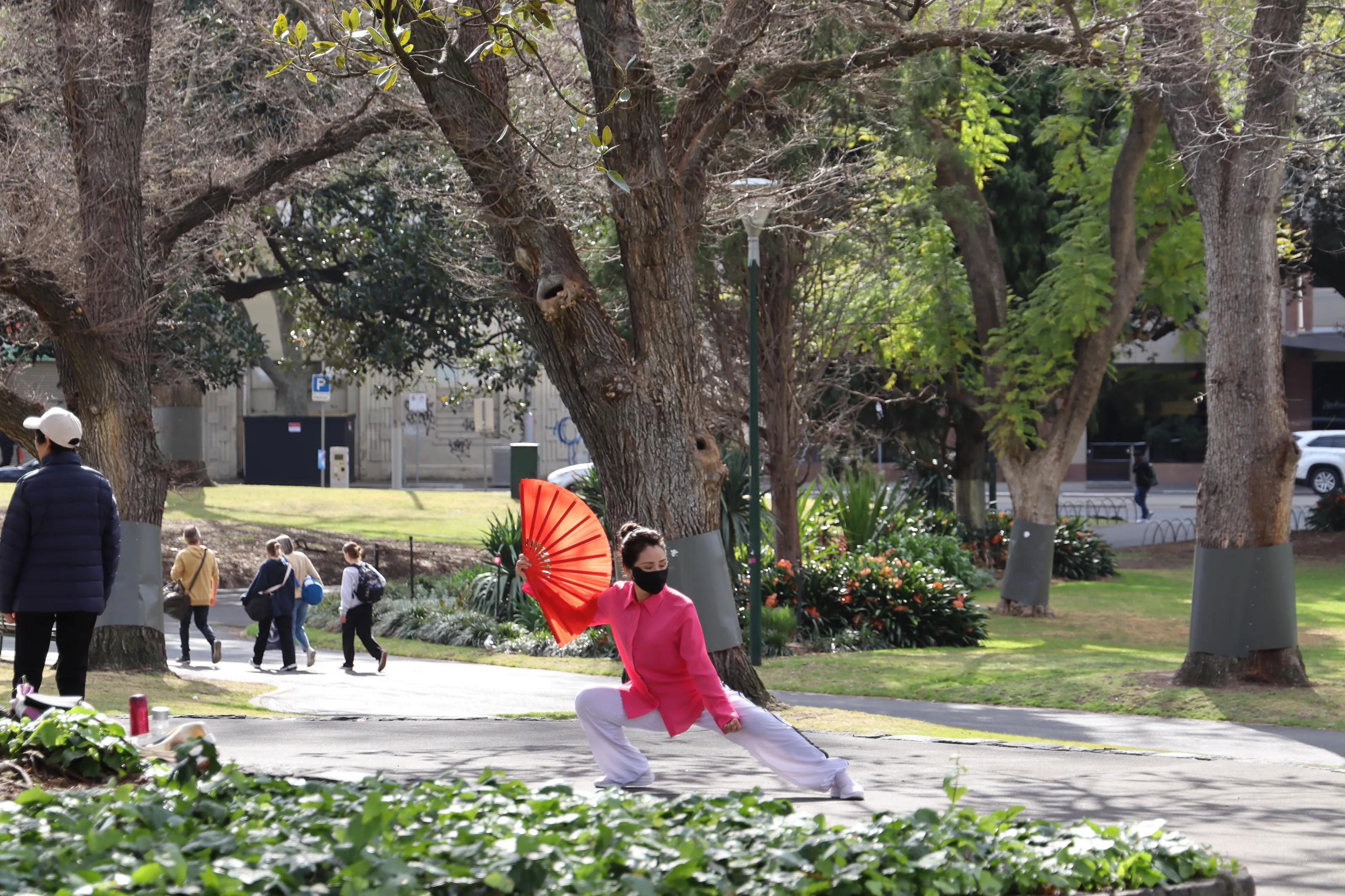 Lady practicing Martial arts in Garden