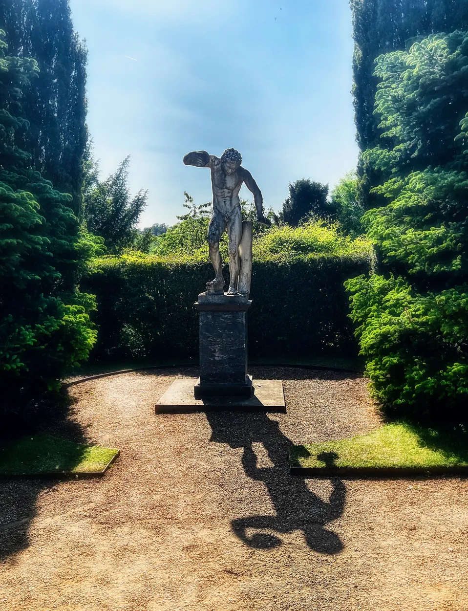 Greco-Roman statue - and shadow - Hughenden Manor gardens