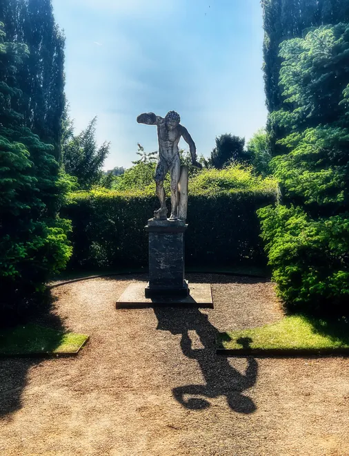 Greco-Roman statue - and shadow - Hughenden Manor gardens