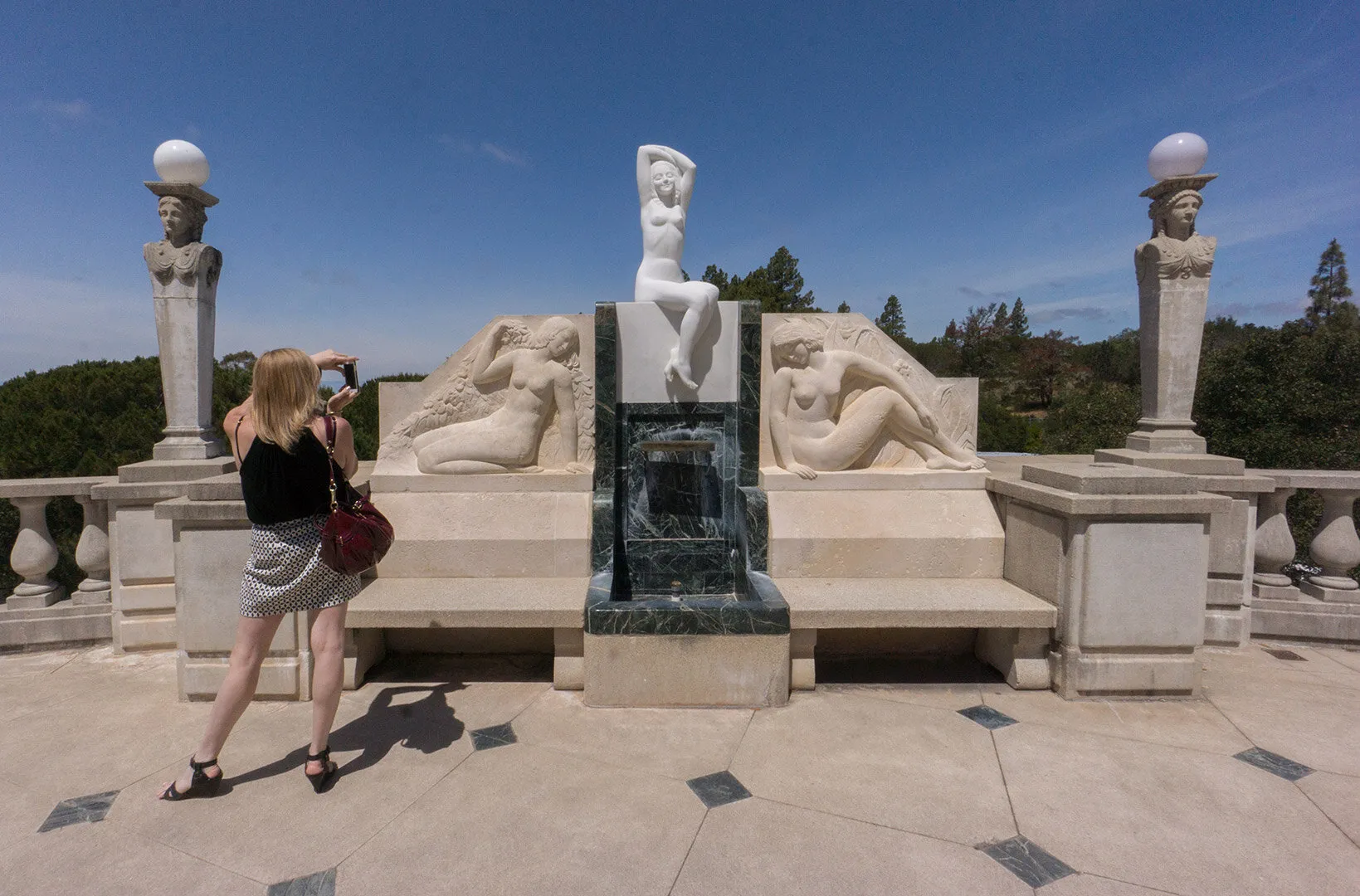 My muse admiring statues at Hearst Castle