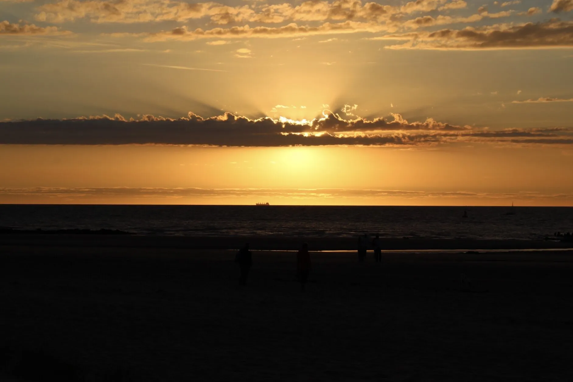 Sunset with container ship