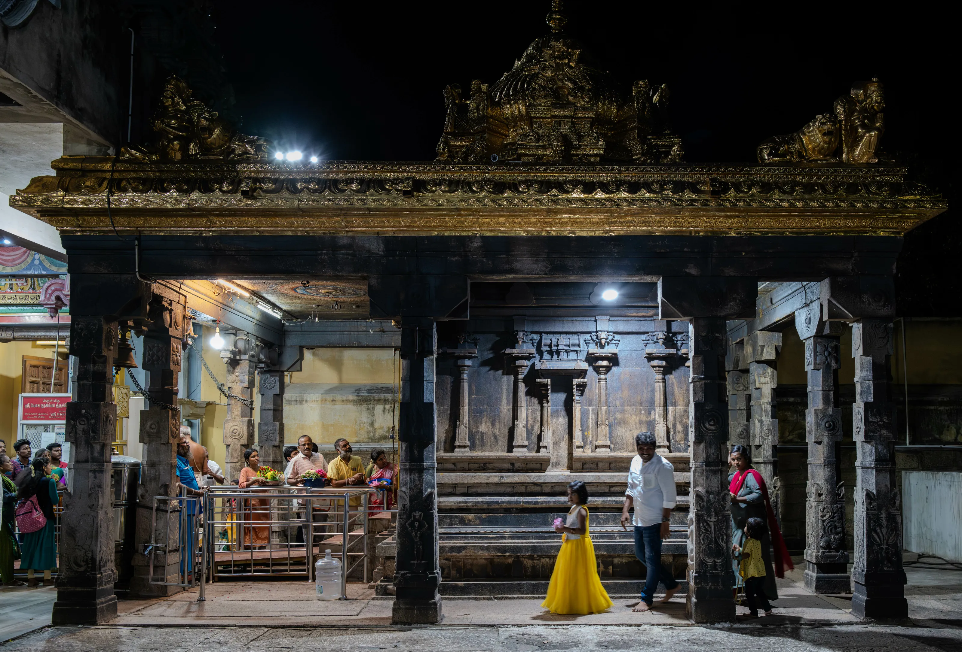 Late night worshippers at temple