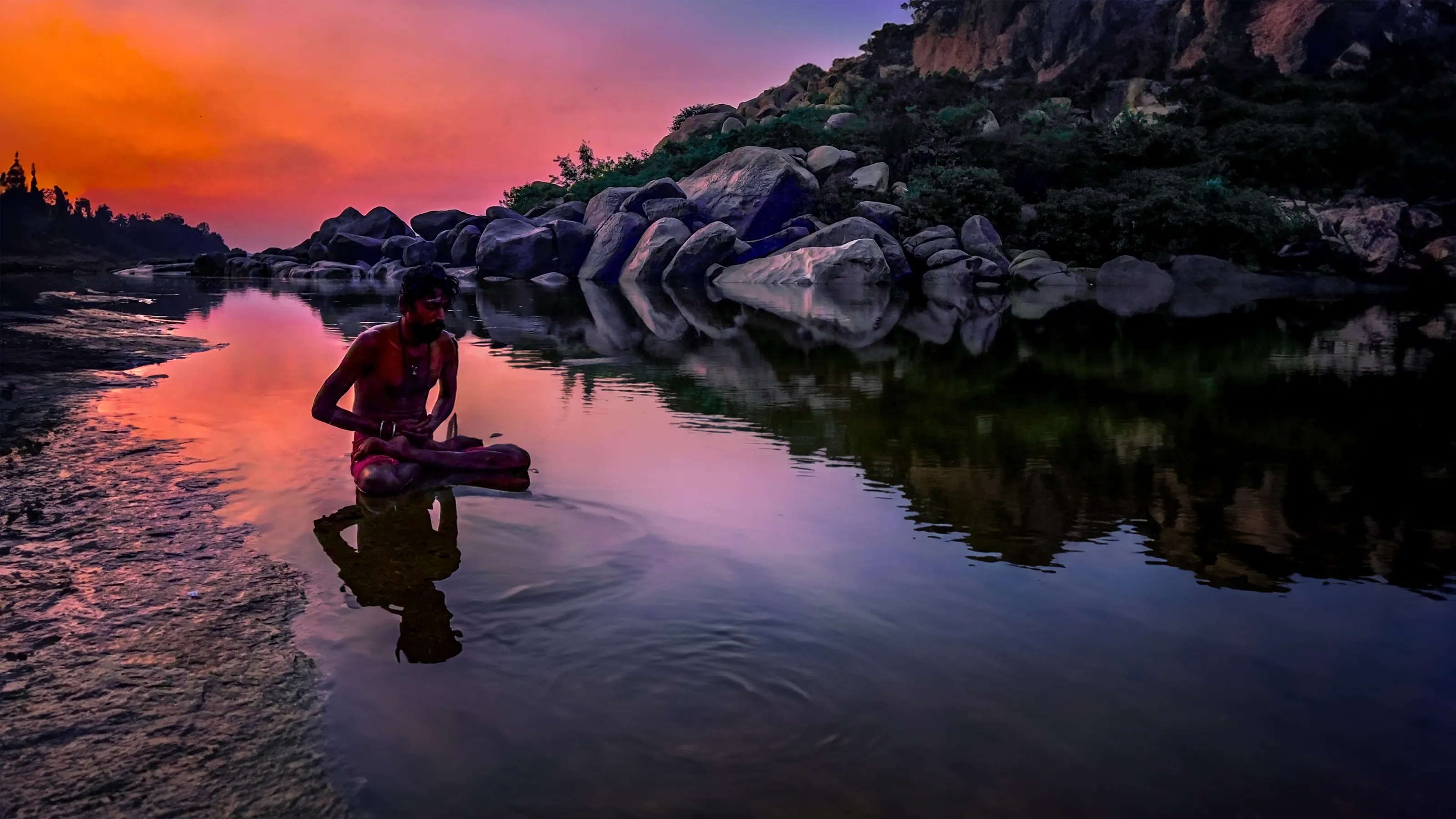 Saint Goes for a Sunset Soak