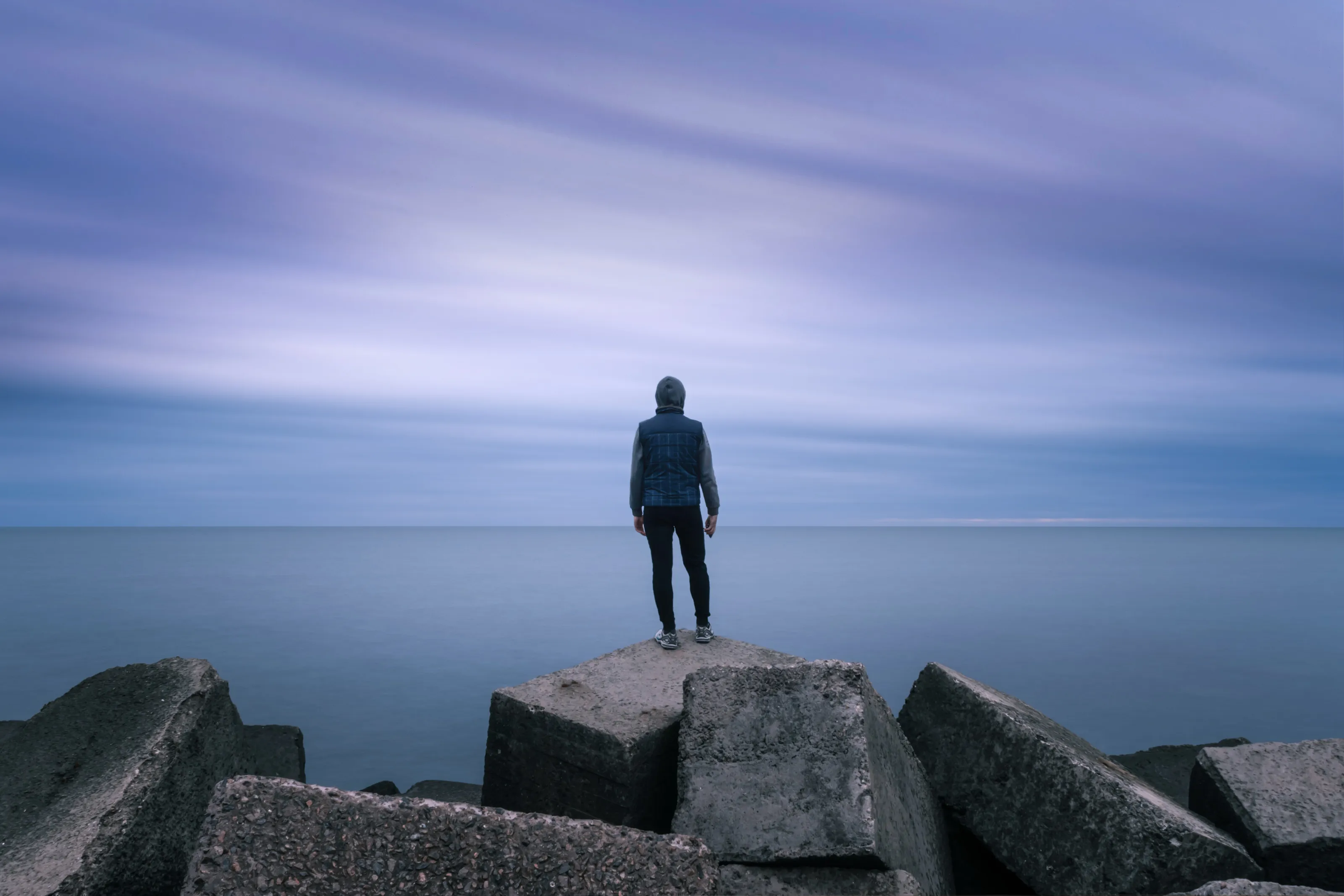 Lonely person at the seashore