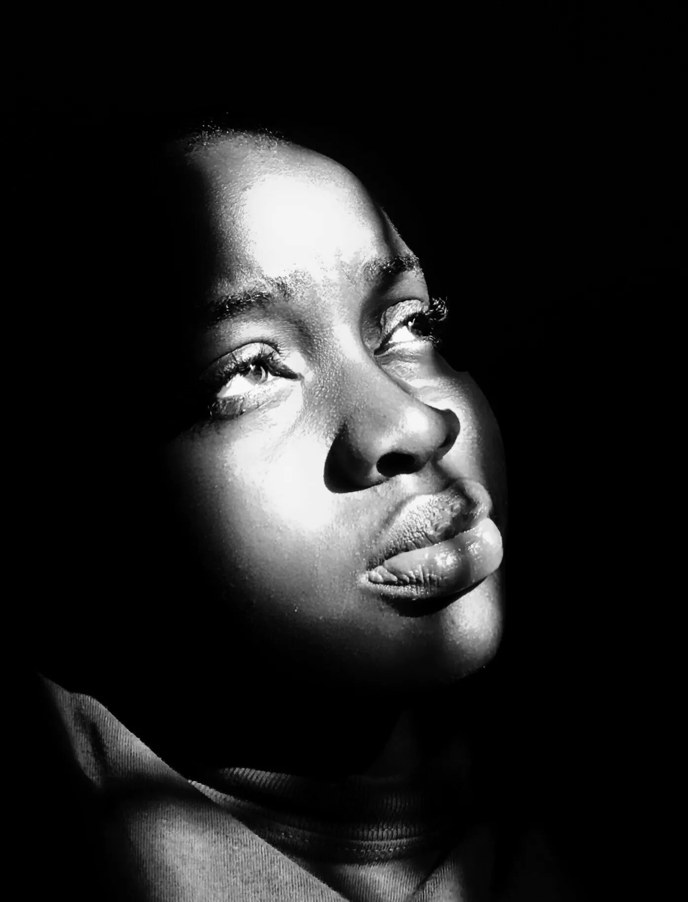 A human face looking up