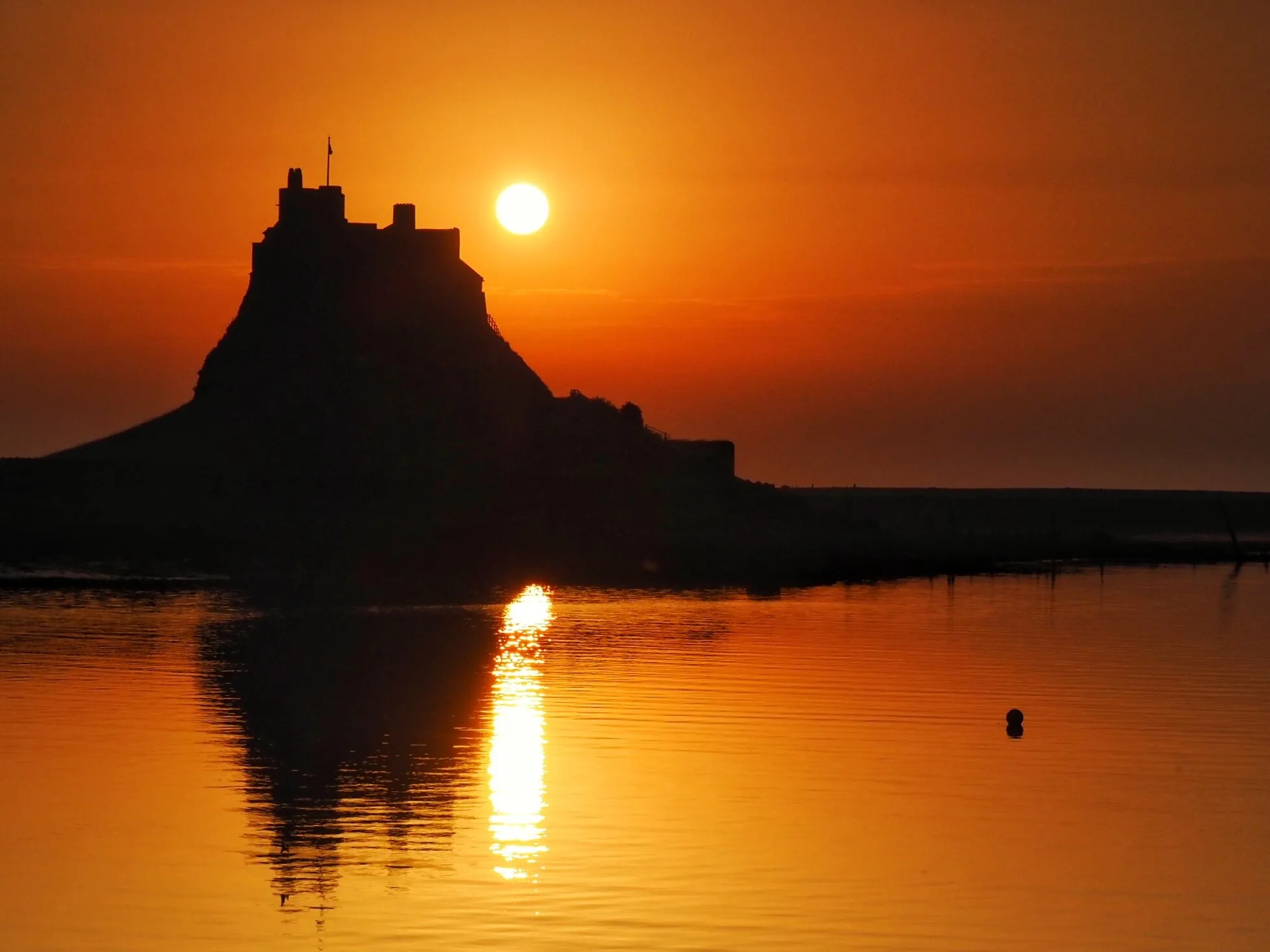 Sunrise at Lindisfarne Castle, Northumberland.