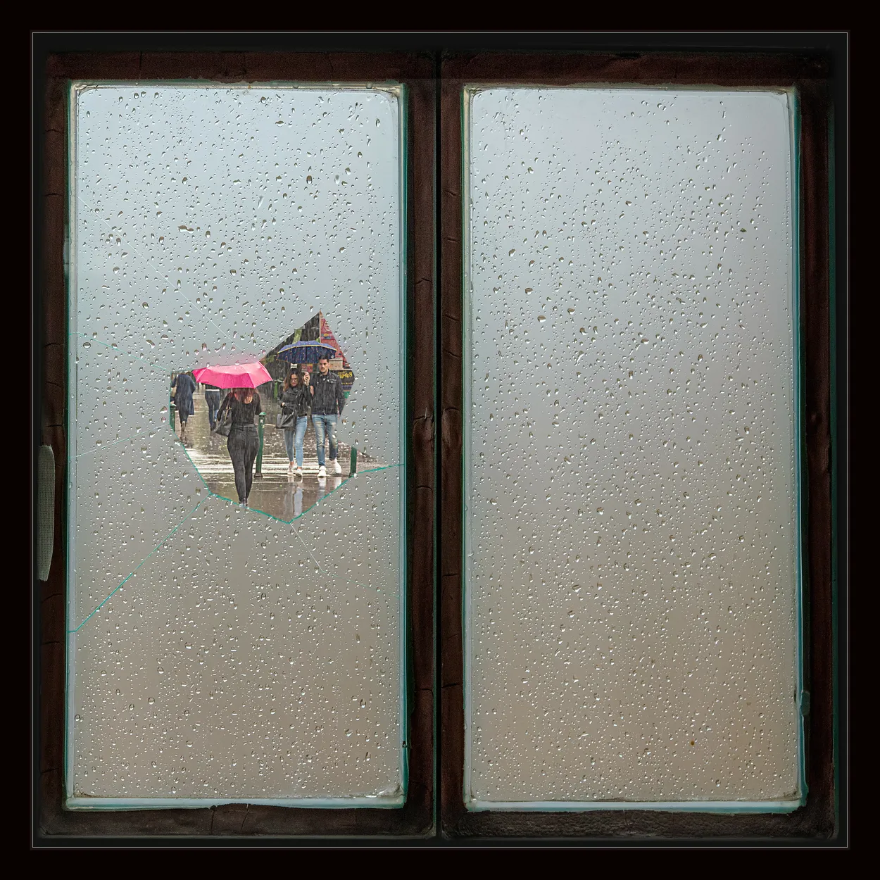 Peeking through a broken window