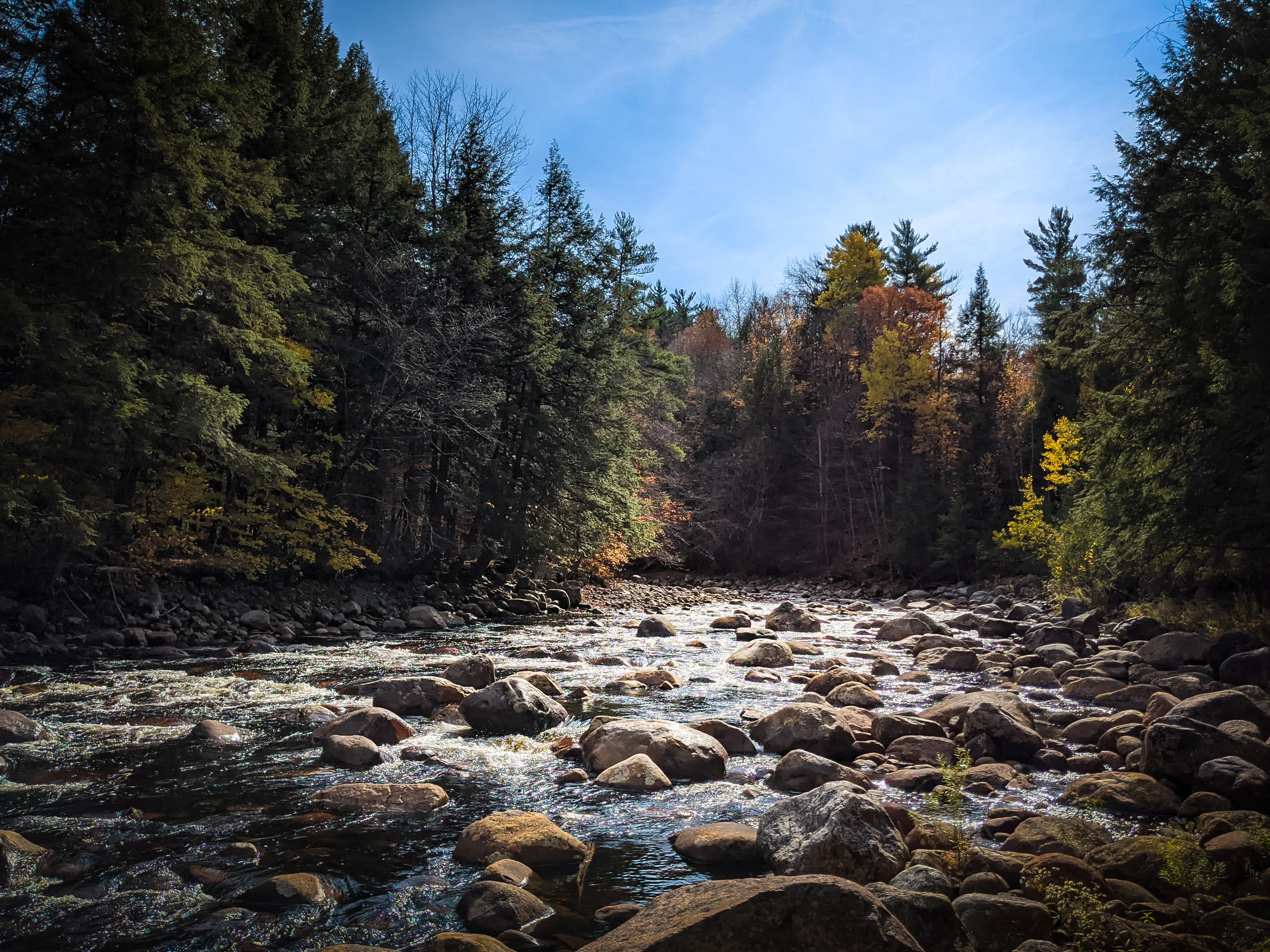 Stream in Adirondack Mountains with Fall Foliage