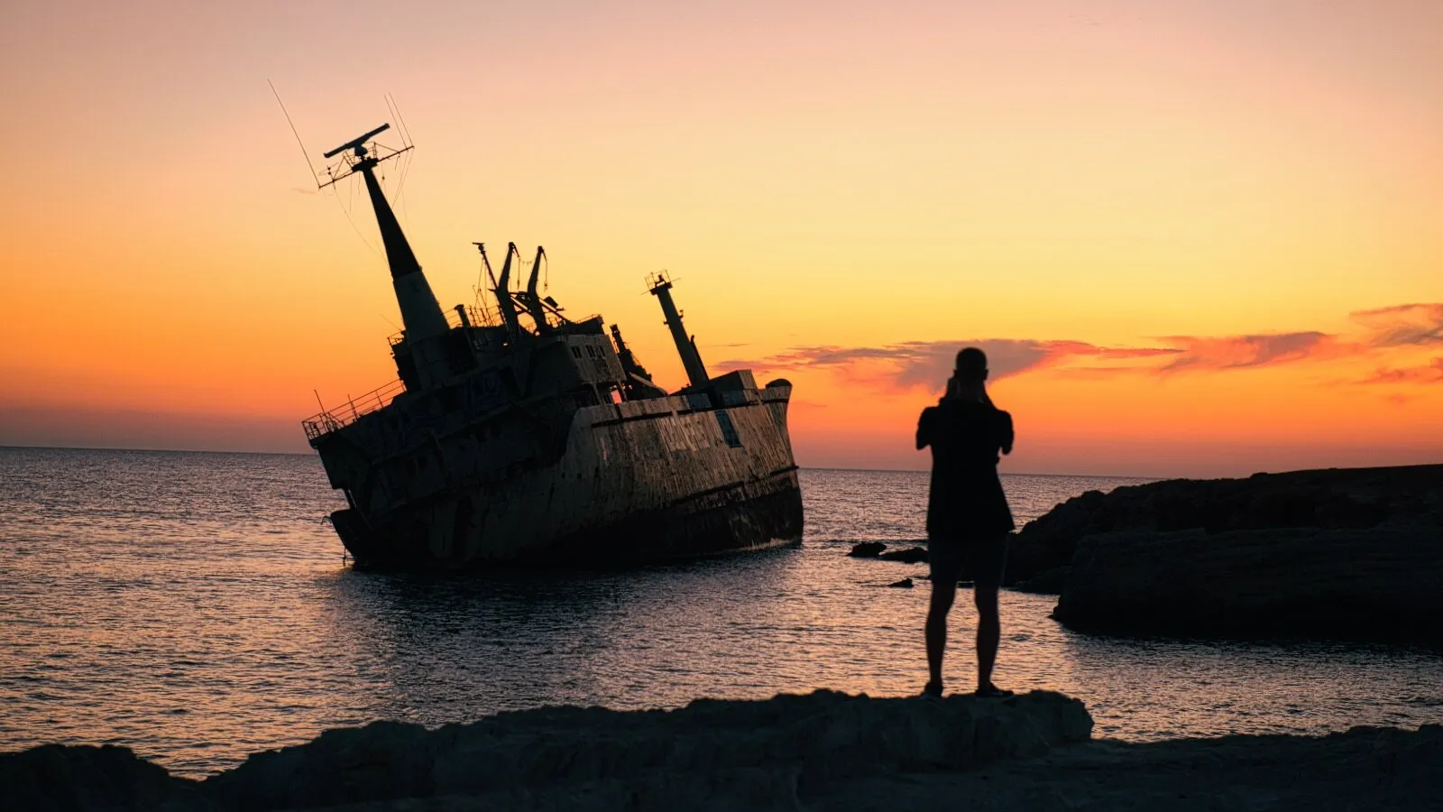 The EDRO III Shipwreck in sunset