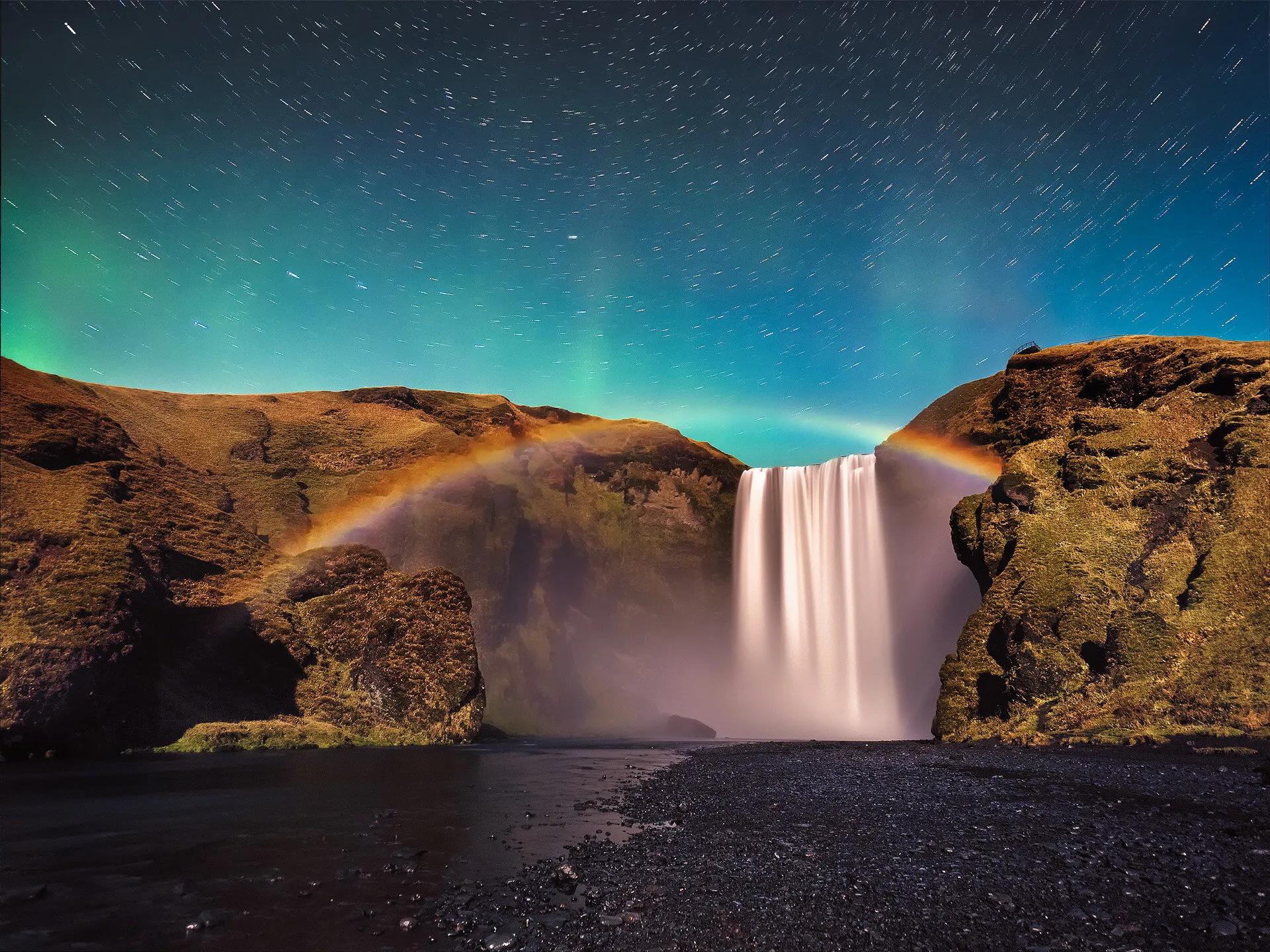 Skogafoss & Moonbow, Iceland