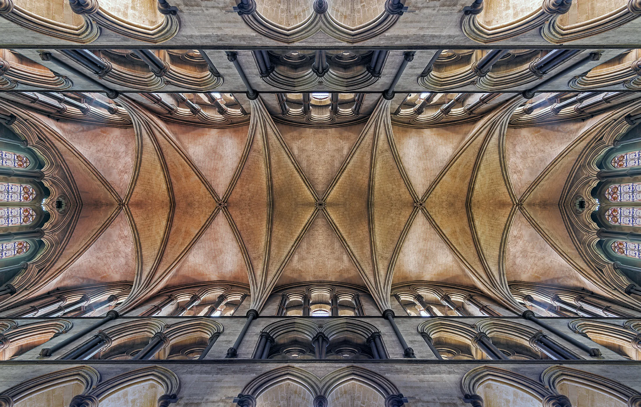 Looking up in Winchester Cathedral