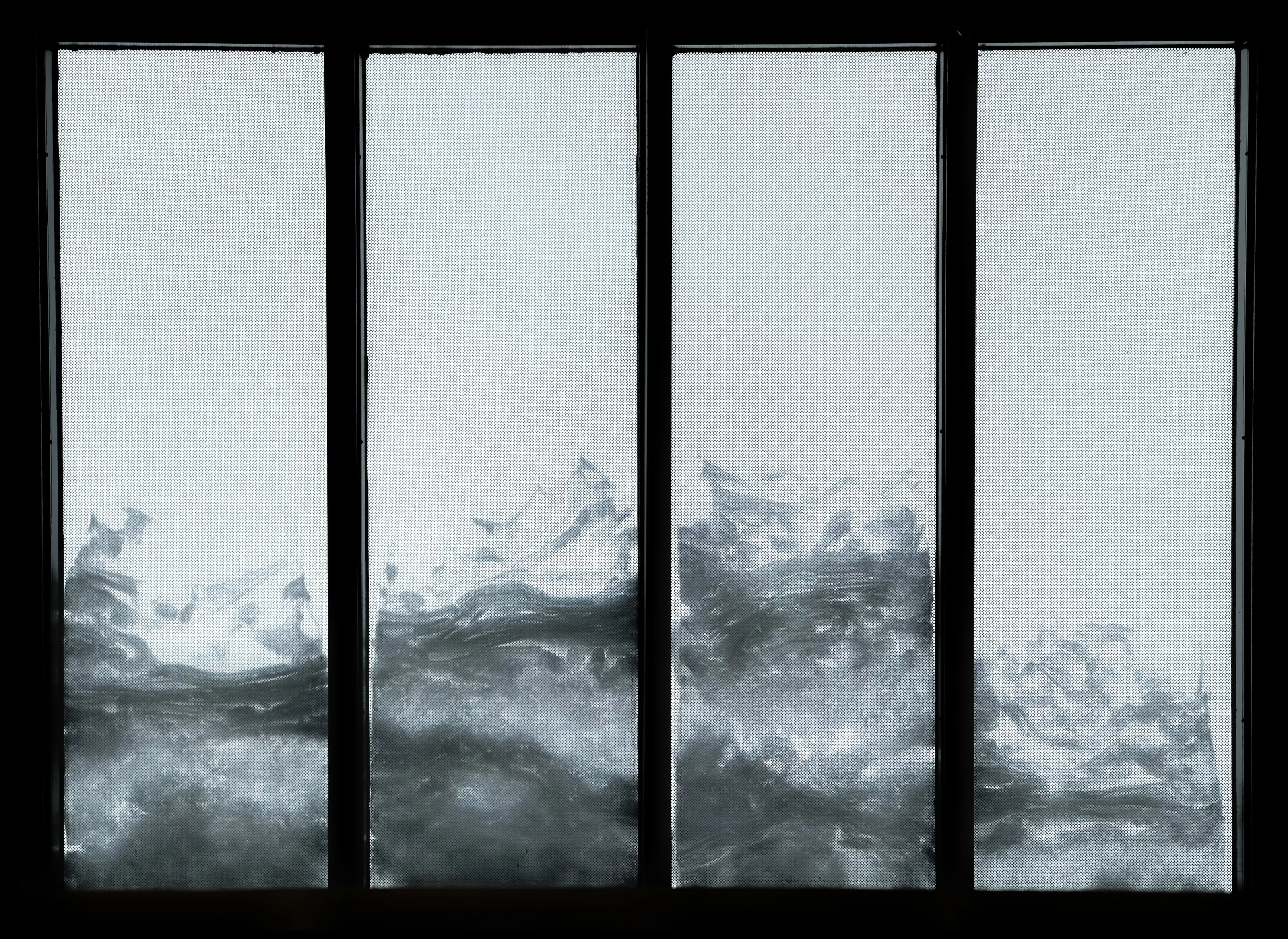 Snow on a windowpane