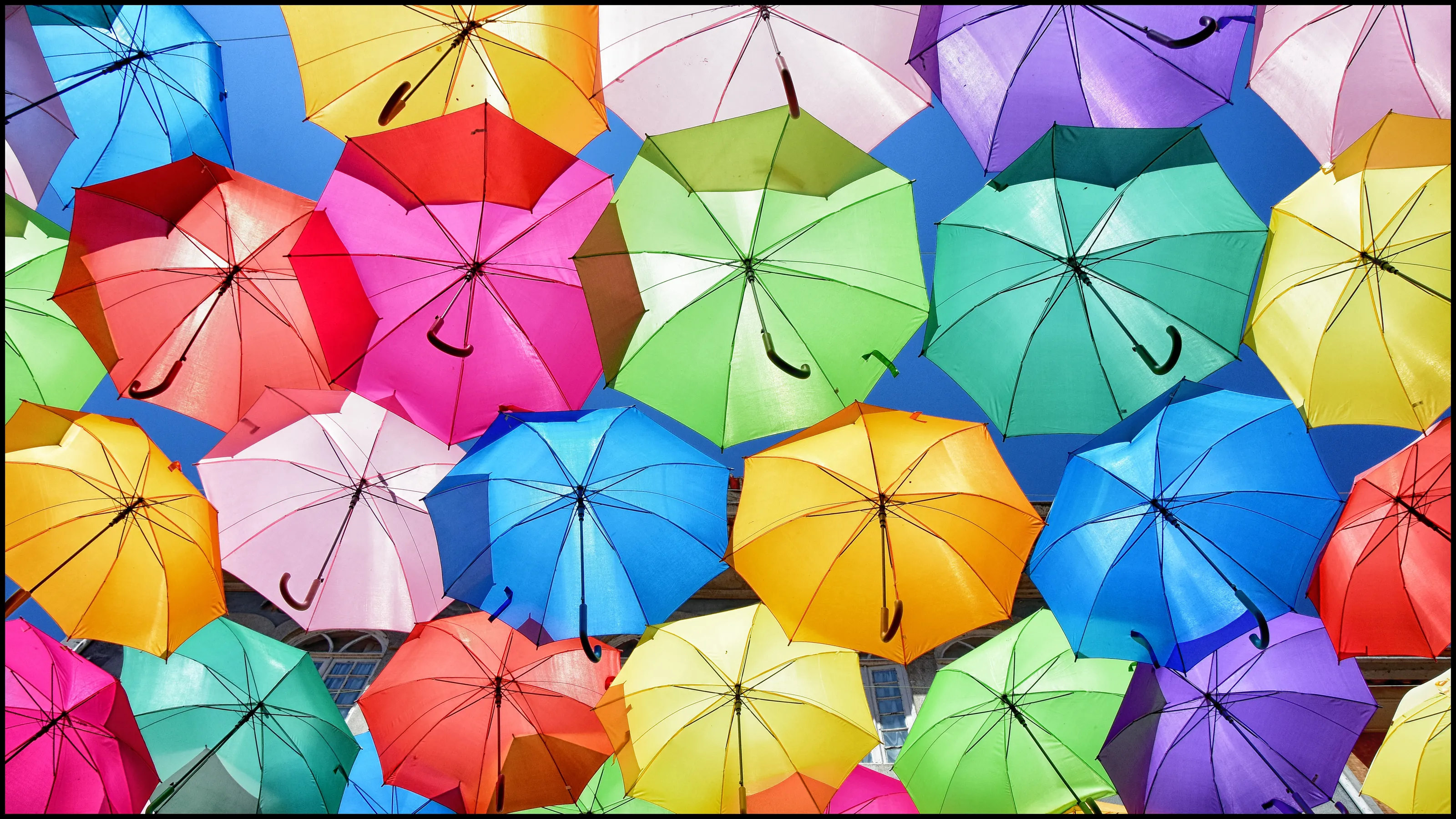 Umbrellas in the sky