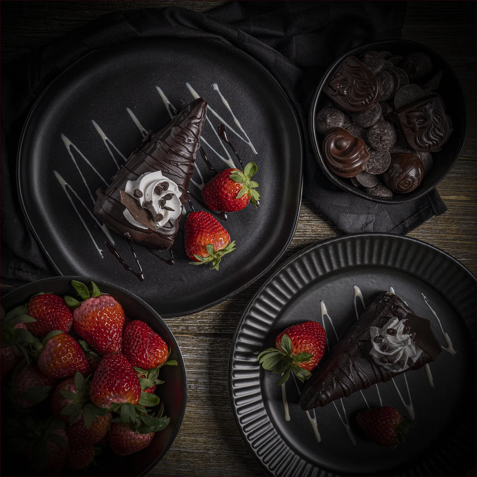 Chocolate Covered Cheesecake with Strawberries