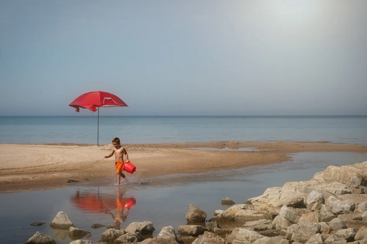 Boy with Red Swim Trunks