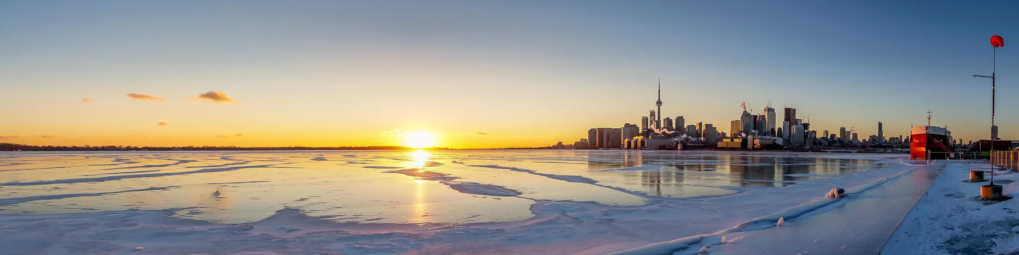 Frozen Metropolis - A Panoramic View of Toronto's Winter Wonderland