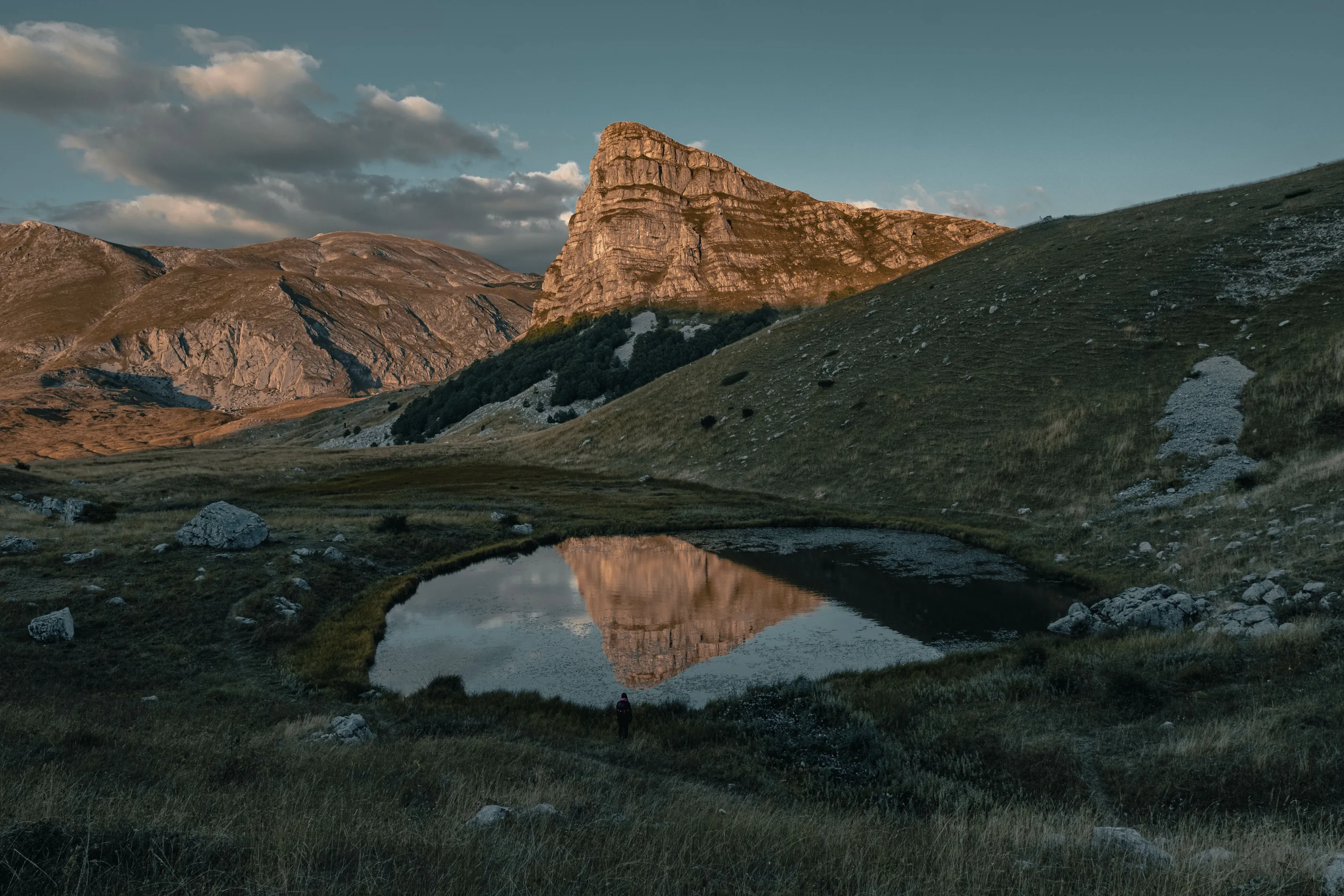 Sunset on a mountain lake