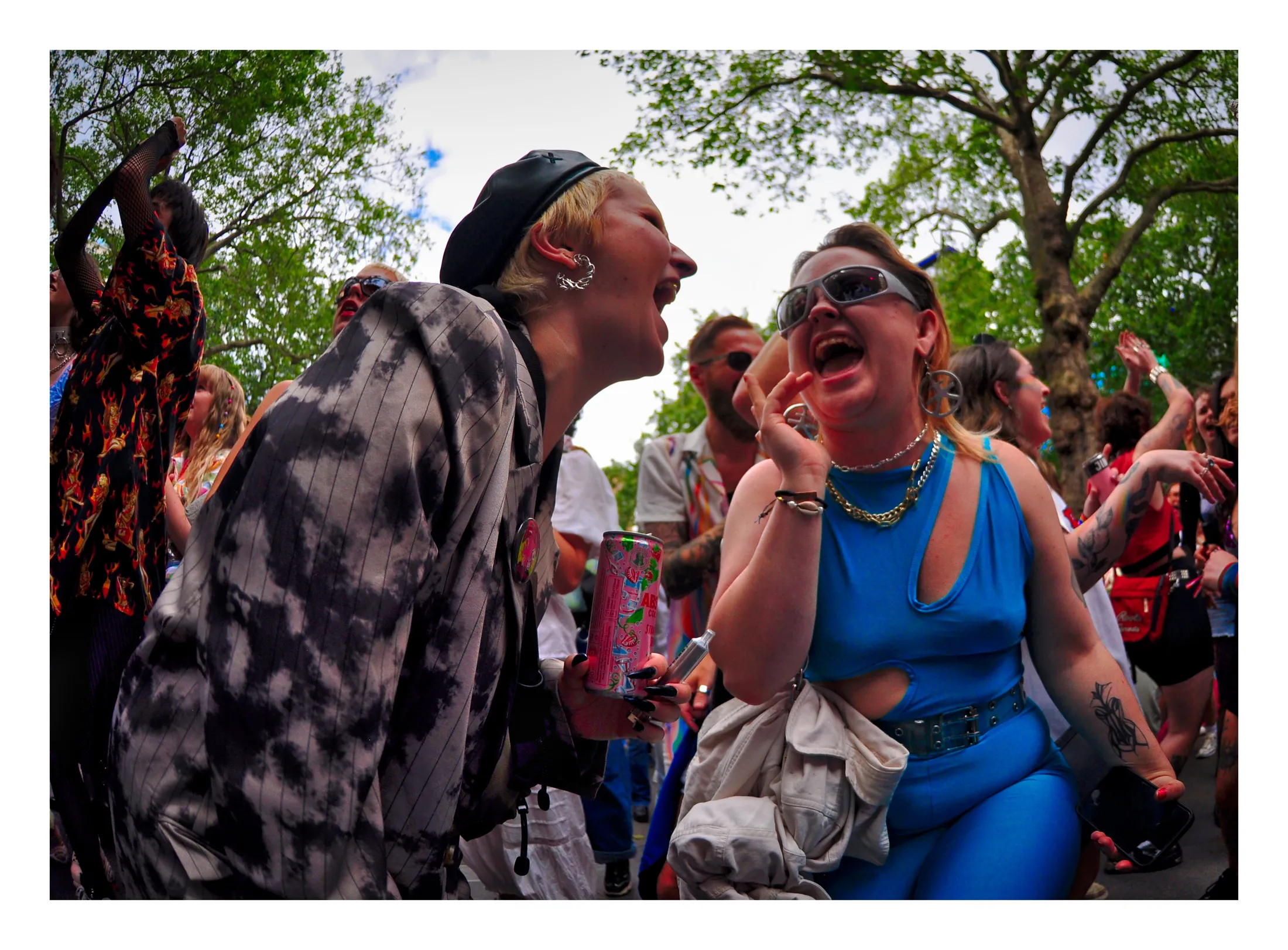 People laughing in the crowd