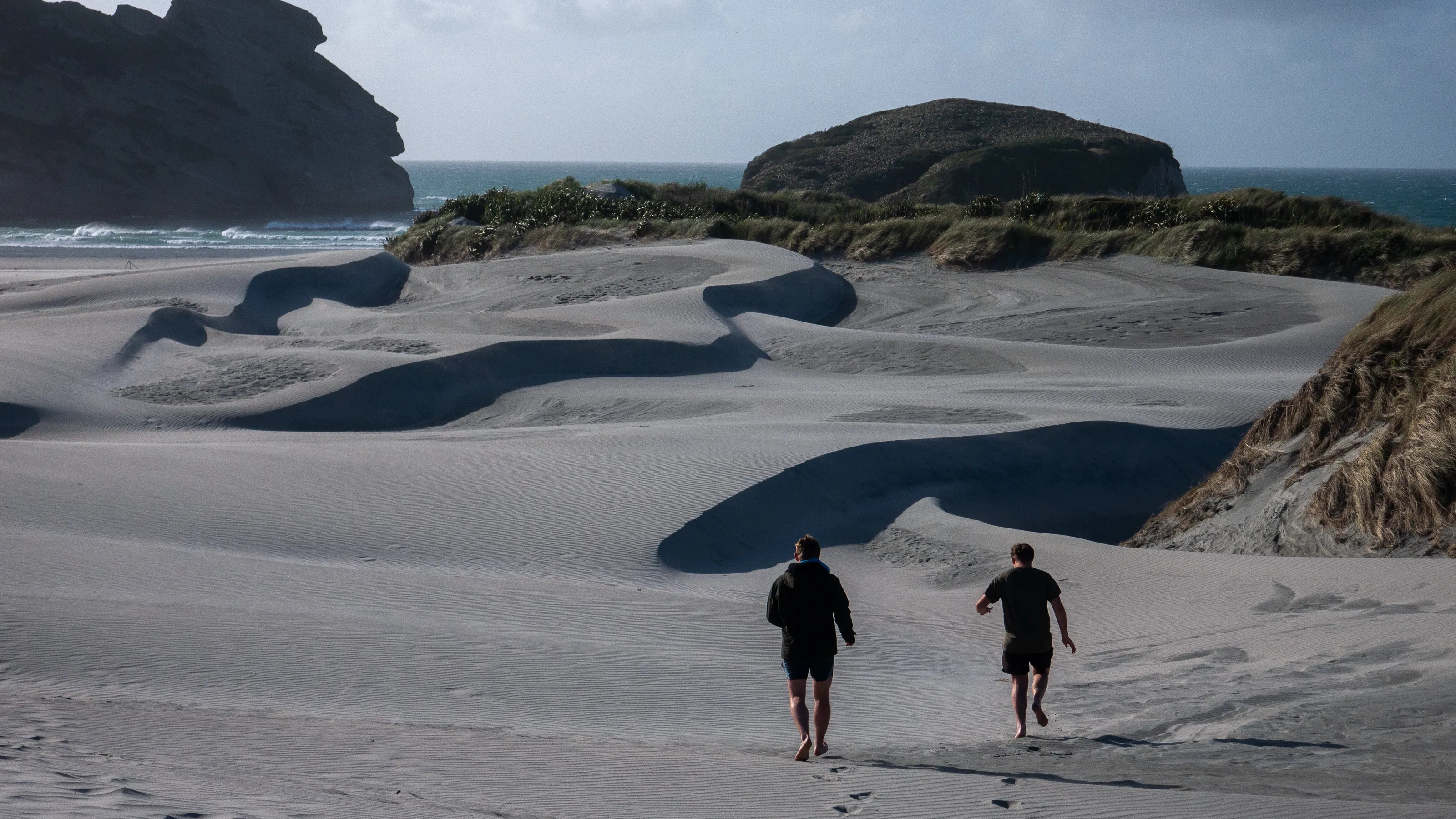 Two mates running along