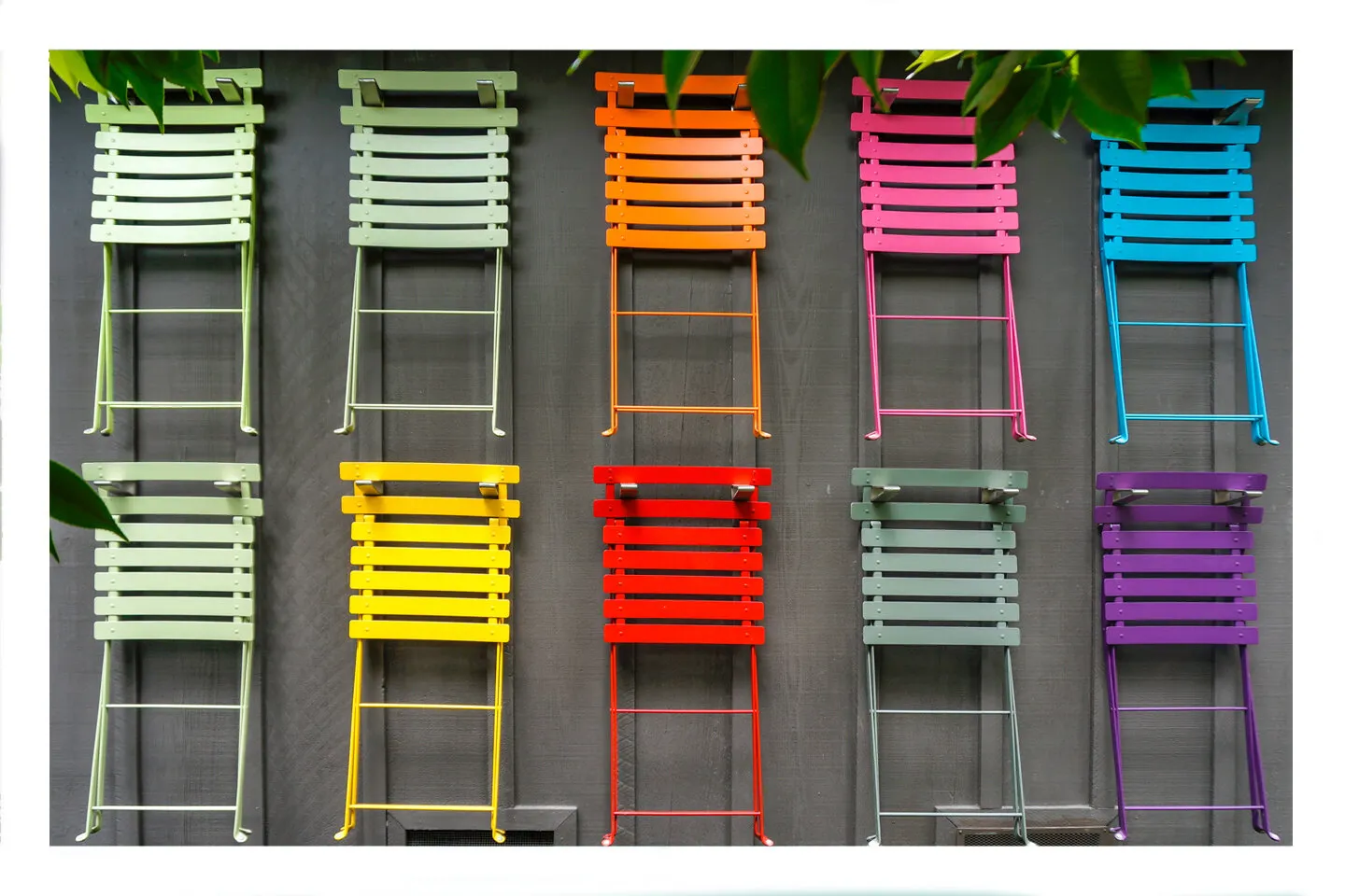 Colorful Chairs on Wall